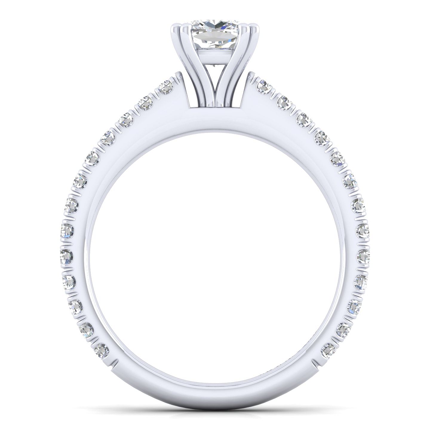 14K White Gold Cushion Cut Diamond Engagement Ring
