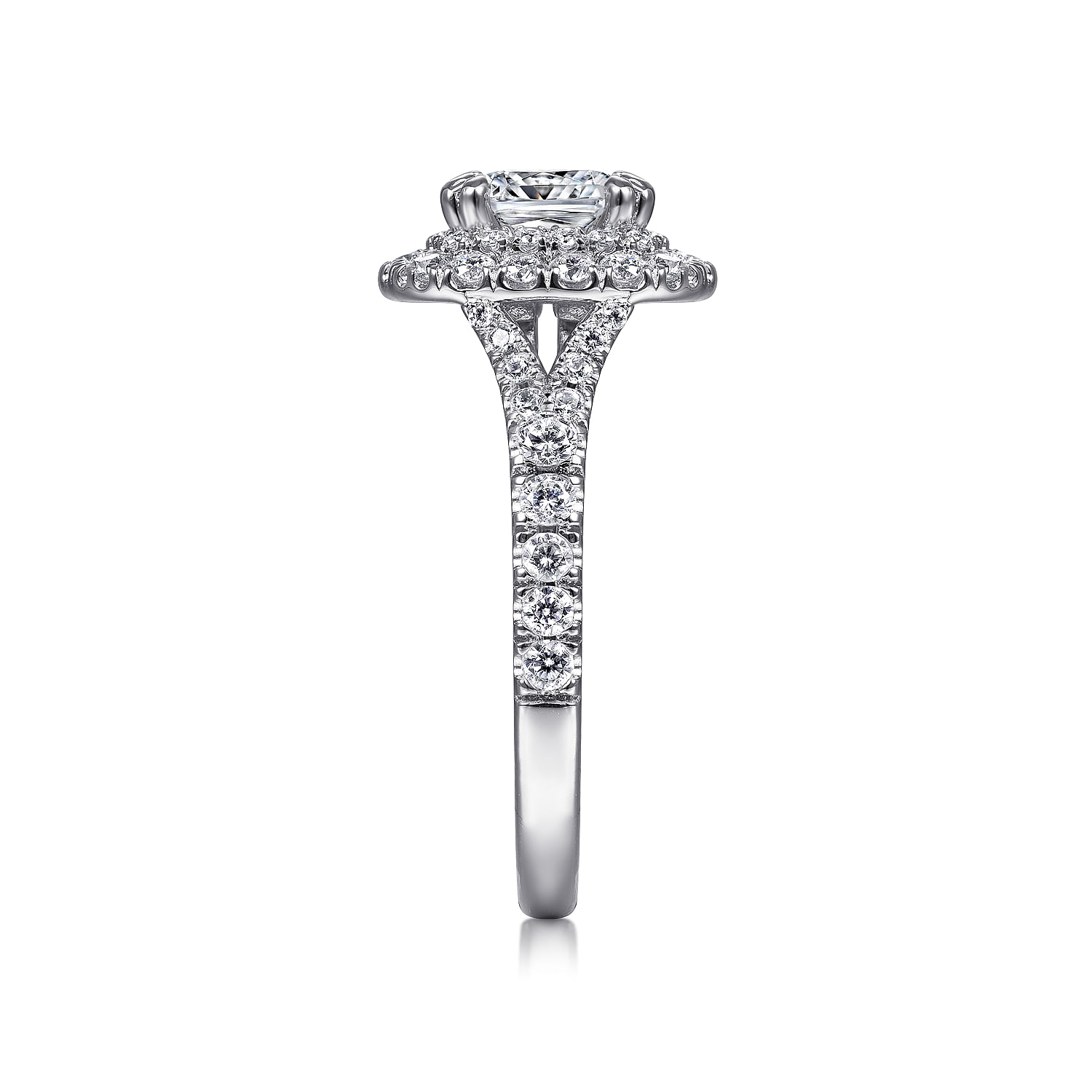 14K White Gold Cushion Double Halo Diamond Engagement Ring
