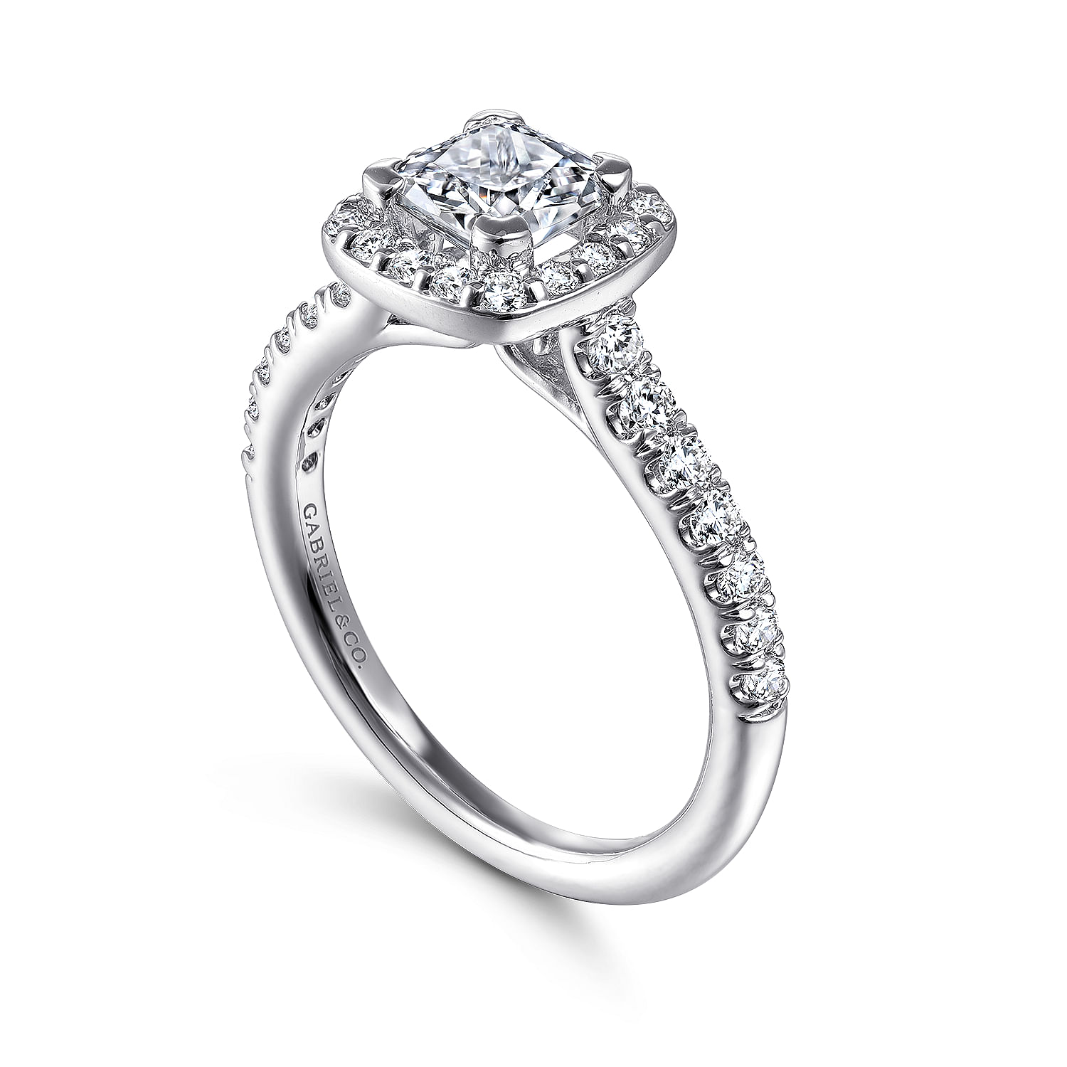 14K White Gold Cushion Halo Diamond Engagement Ring
