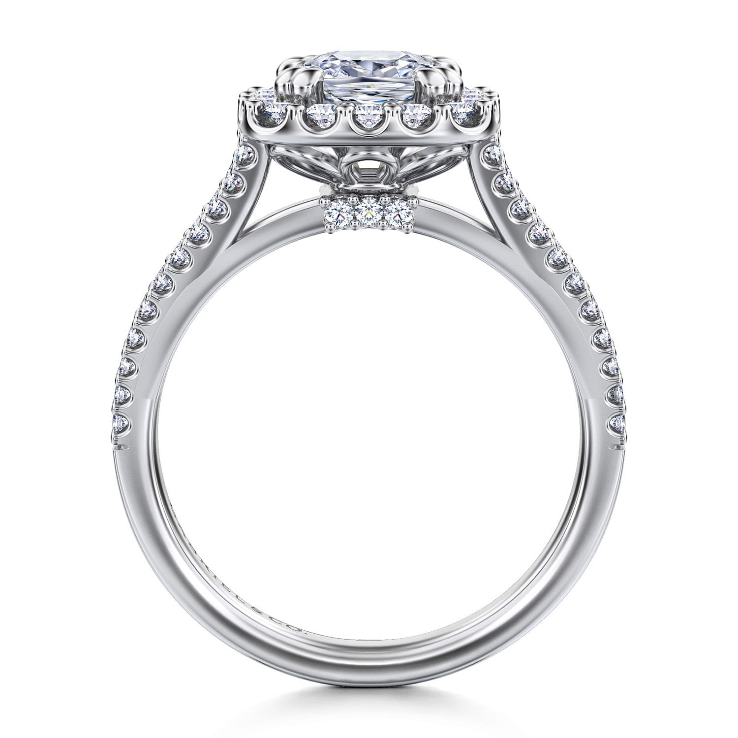 14K White Gold Cushion Halo Diamond Engagement Ring