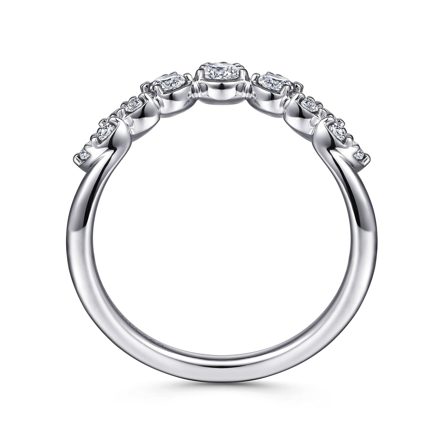 14K White Gold Diamond Burst Curved Ring