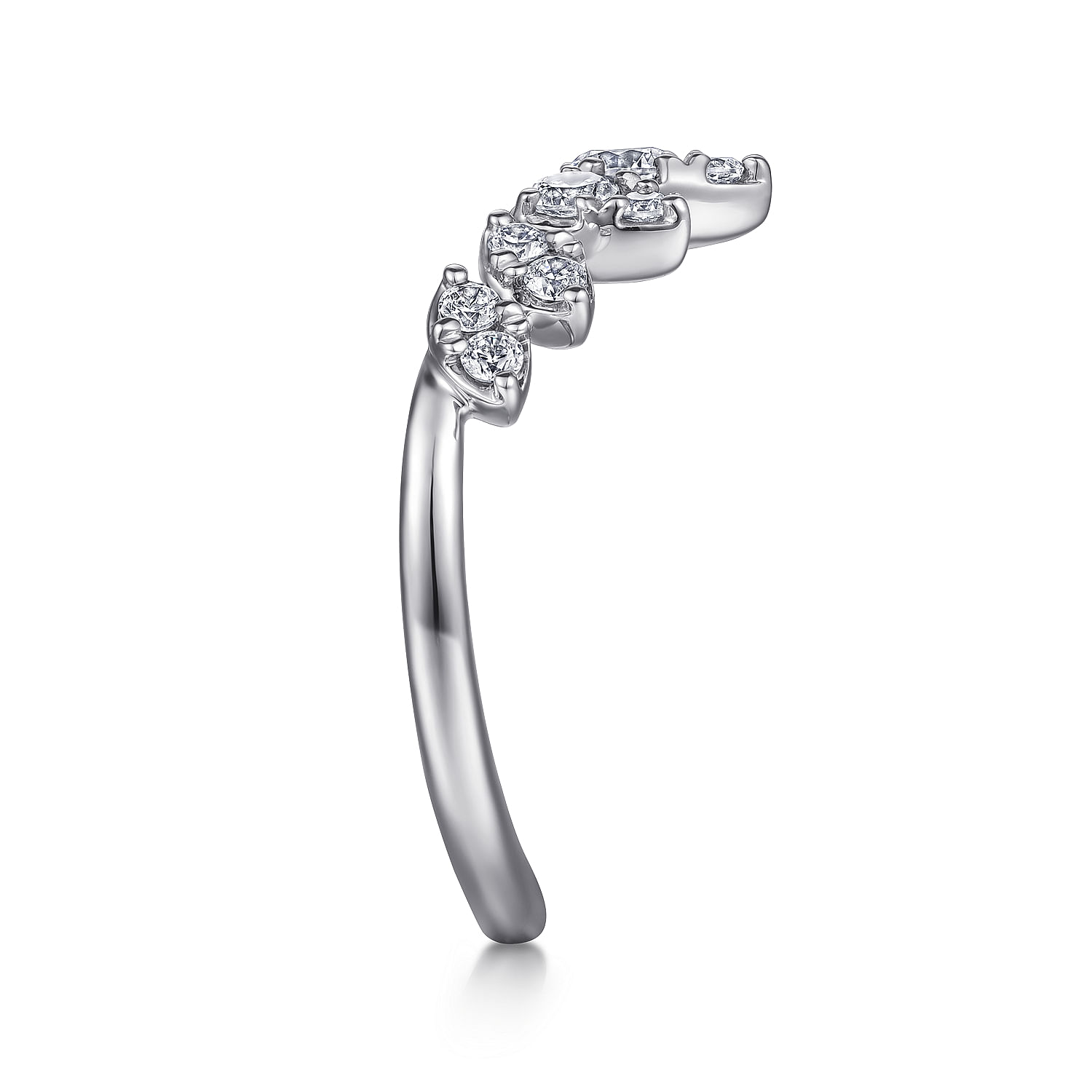 14K White Gold Diamond Burst Curved Ring