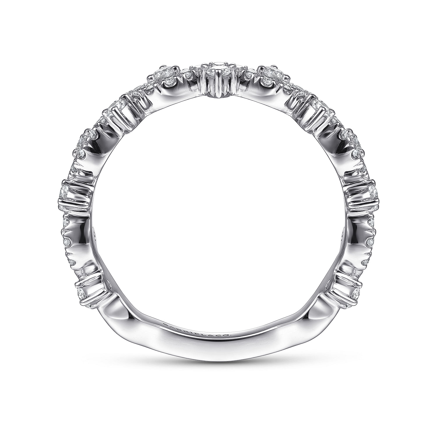 14K White Gold Diamond Cluster Stackable Ring