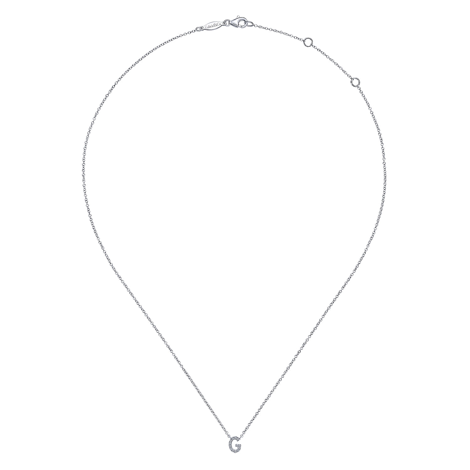 14K White Gold Diamond G Initial Pendant Necklace