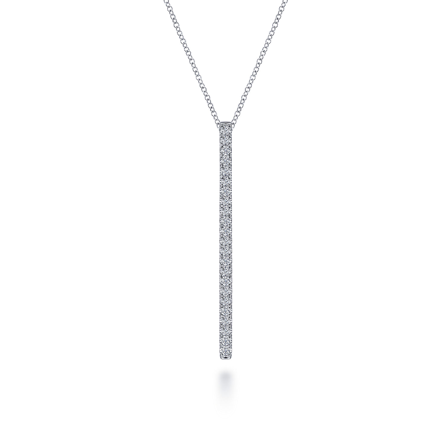 14K White Gold Diamond Pavé Bar Pendant Necklace
