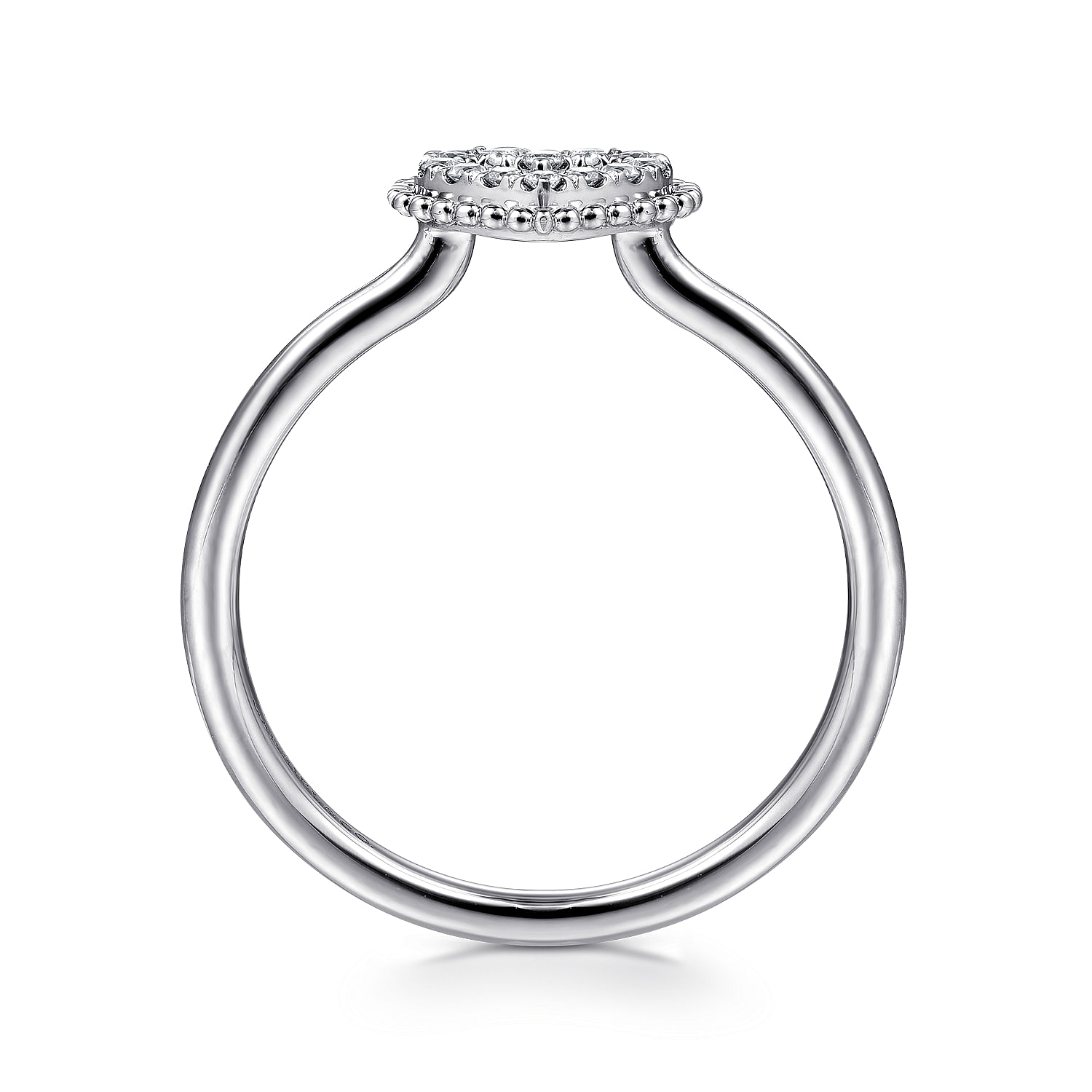 14K White Gold Diamond Pavé Open Heart Ring