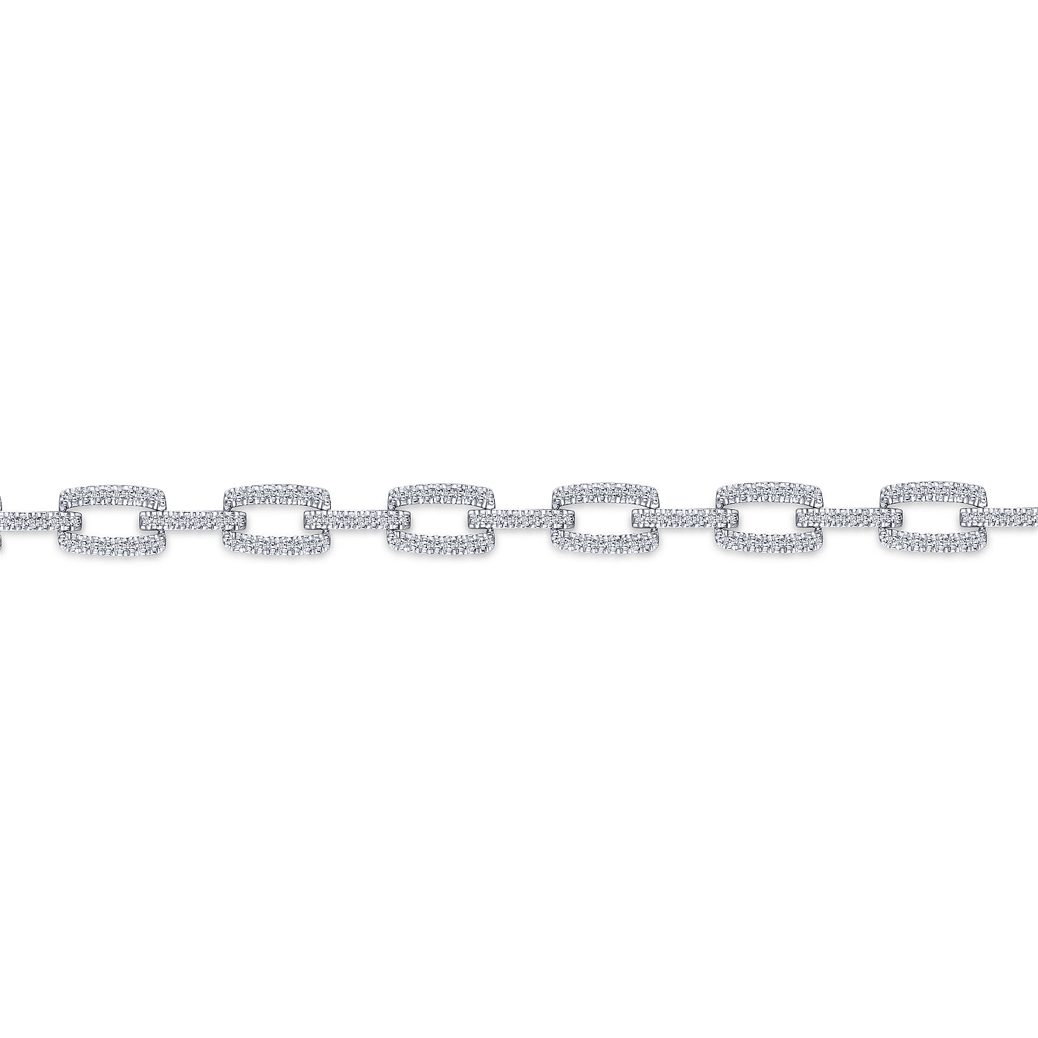 14K White Gold Diamond Pavé Rectangular Link Tennis Bracelet