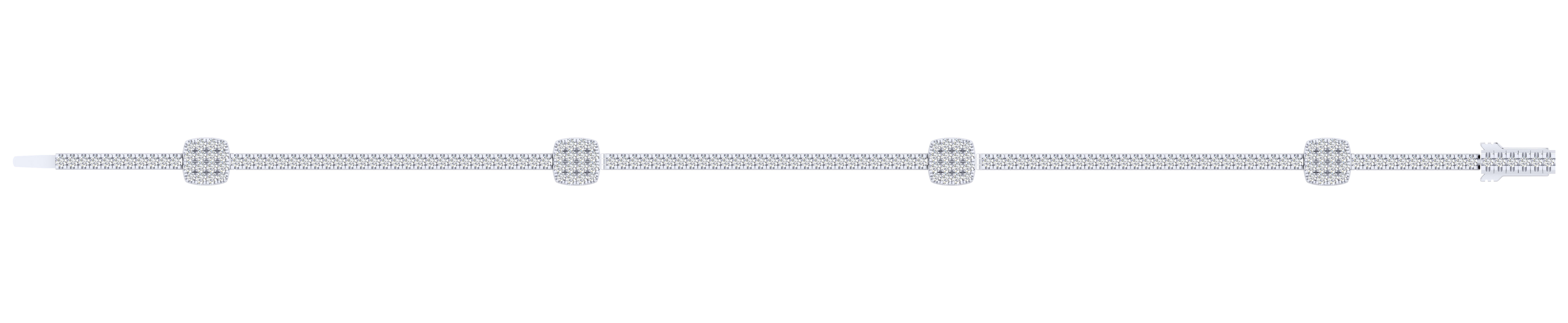 14K White Gold Diamond Tennis Bracelet with Diamond Cube Stations