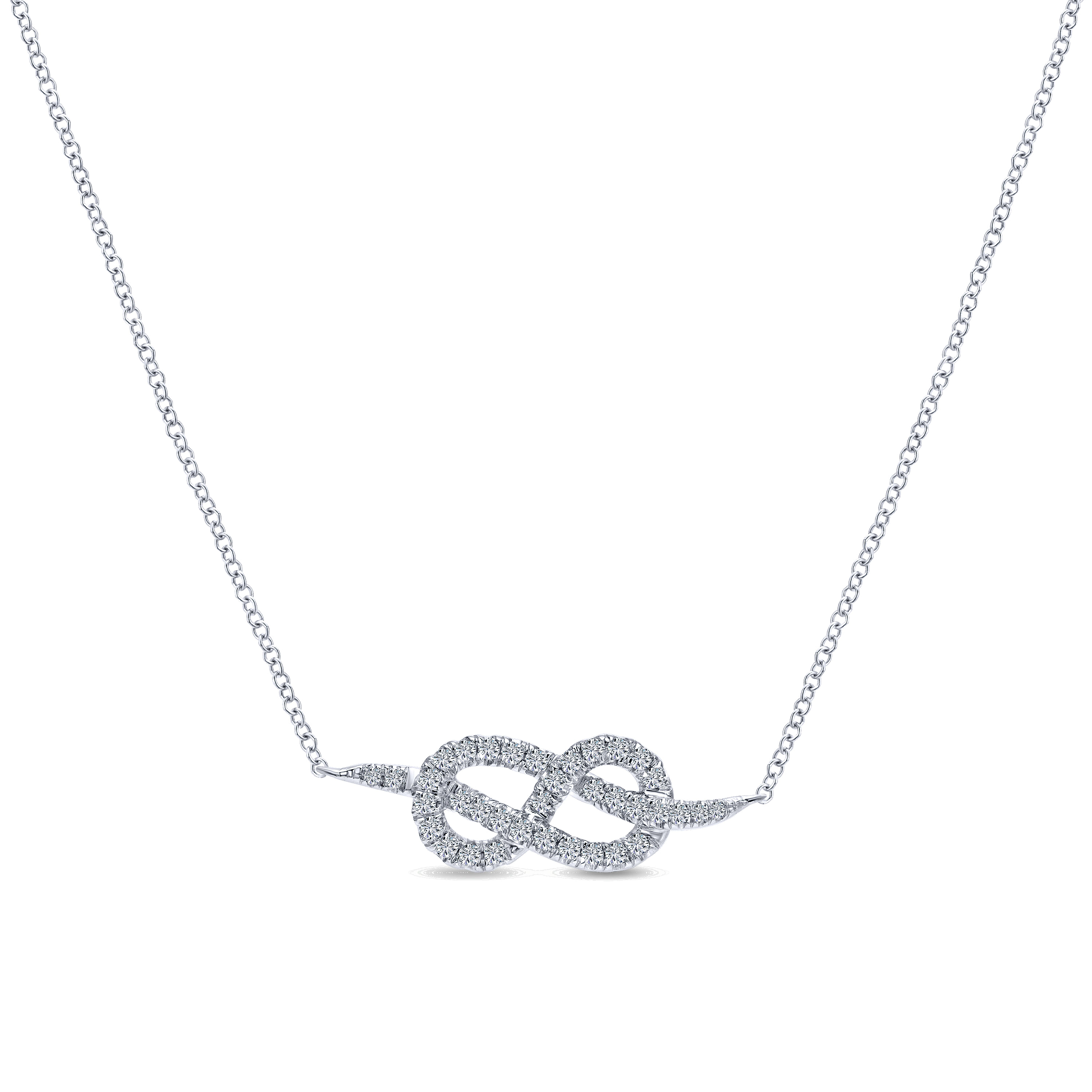 14K White Gold Eternal Love Infinity Diamond Pendant Necklace