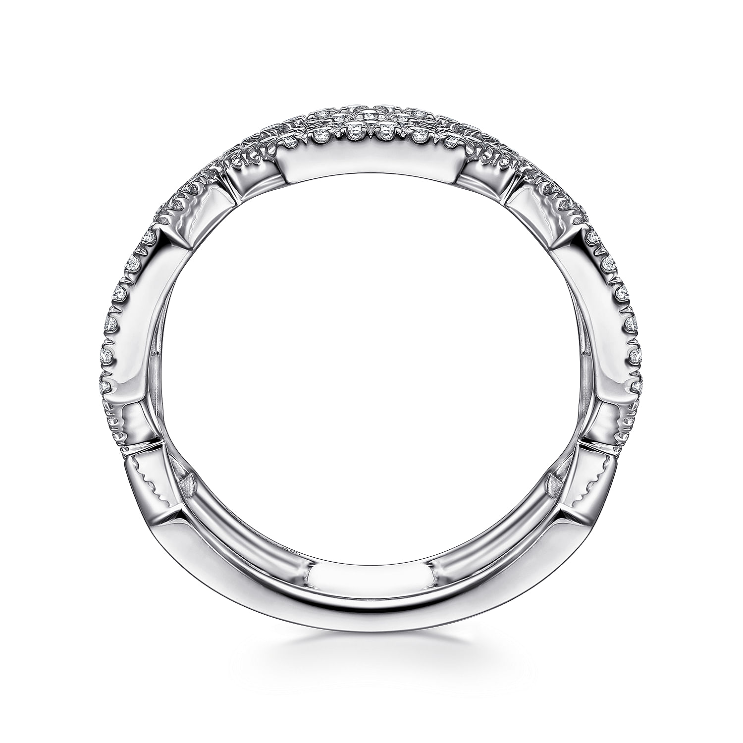 14K White Gold Geometric Open Diamond Ring