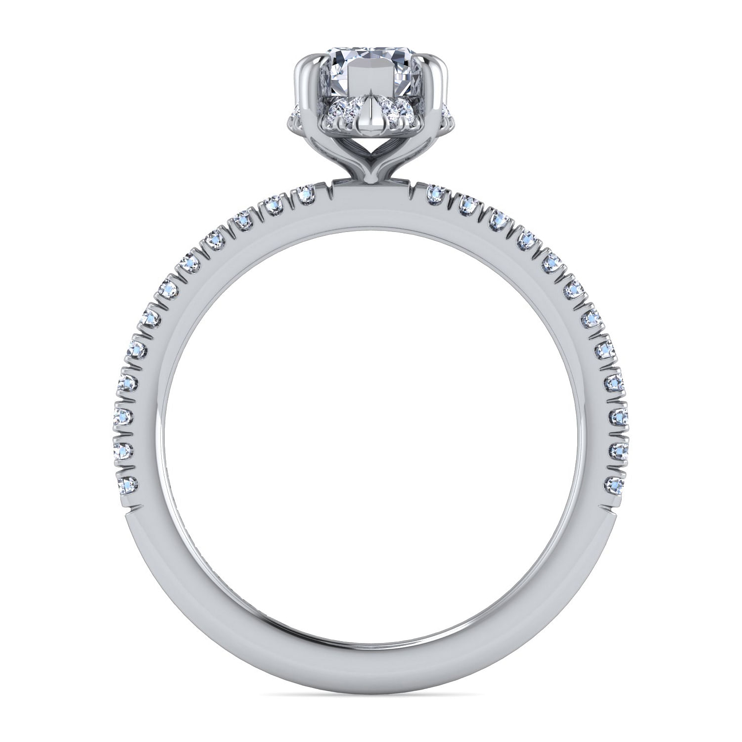 14K White Gold Hidden Halo Pear Shape Diamond Engagement Ring