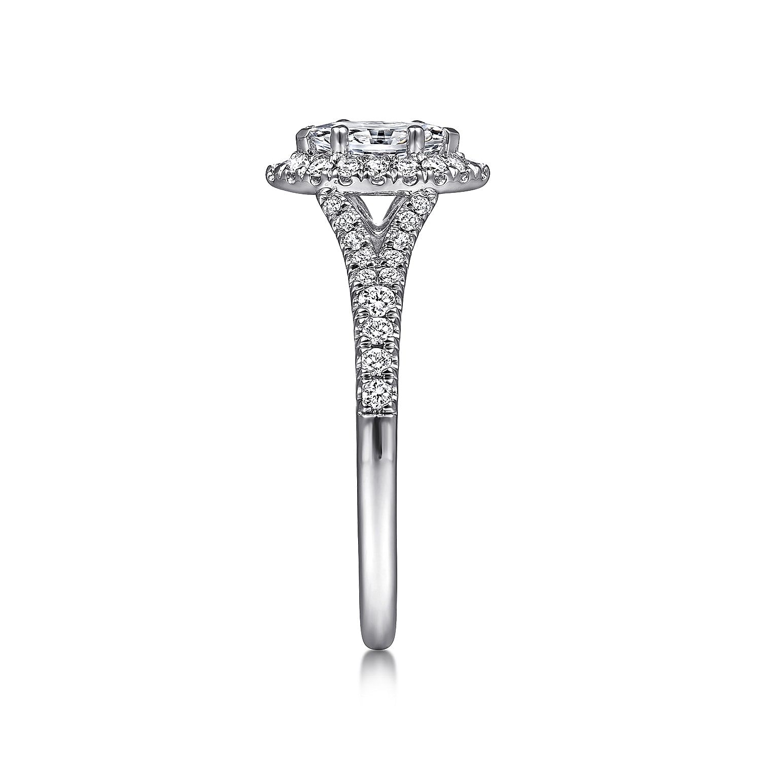 14K White Gold Marquise Halo Complete Diamond Engagement Ring
