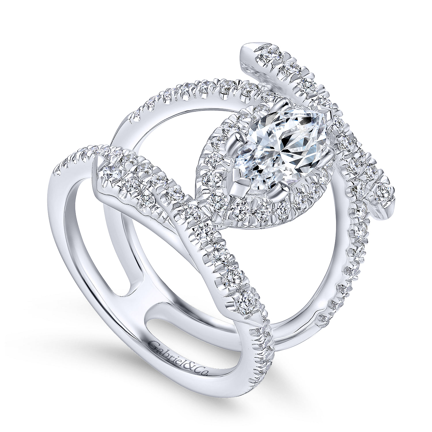 14K White Gold Marquise Halo Diamond Engagement Ring | ER12642M4W44JJ