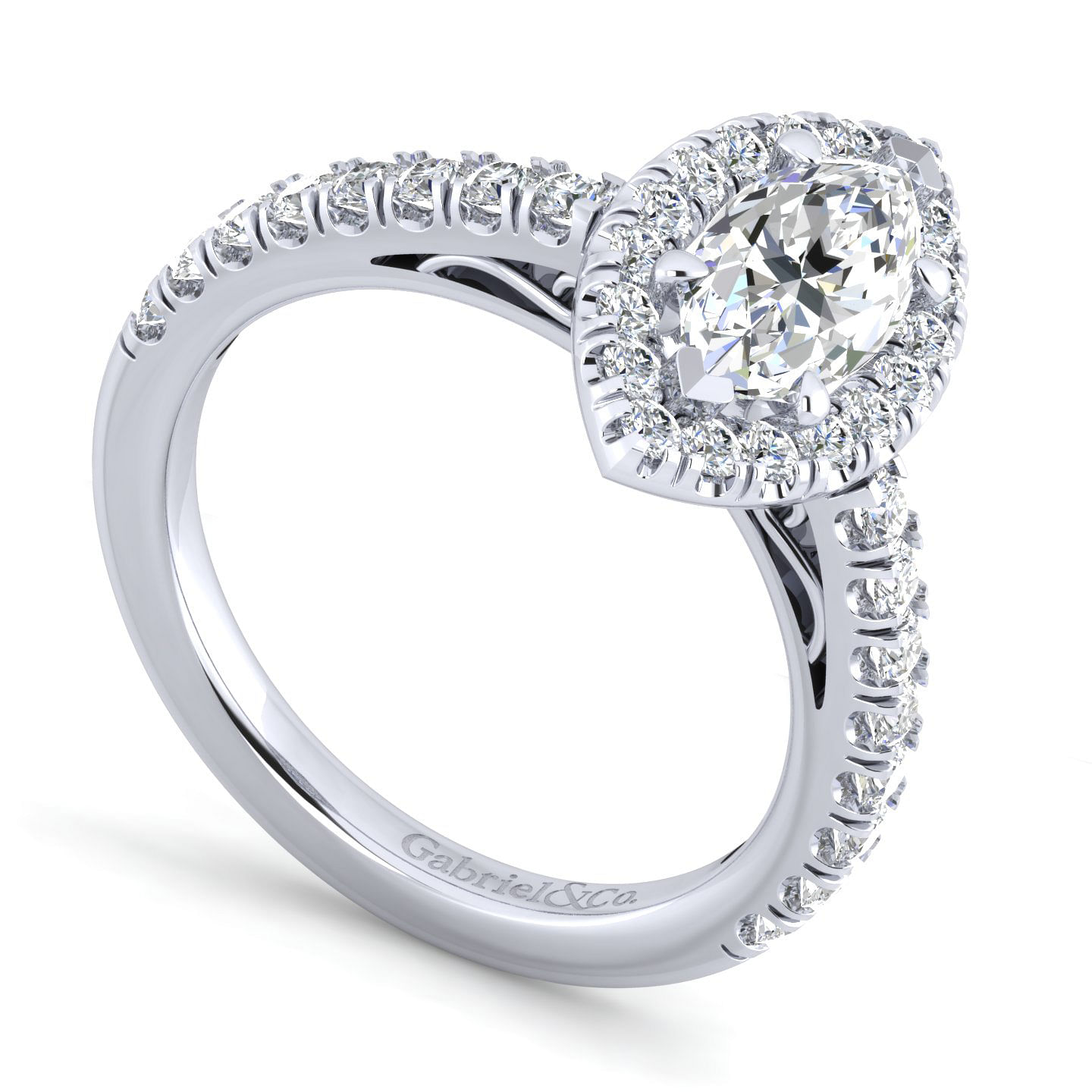 14K White Gold Marquise Halo Diamond Engagement Ring