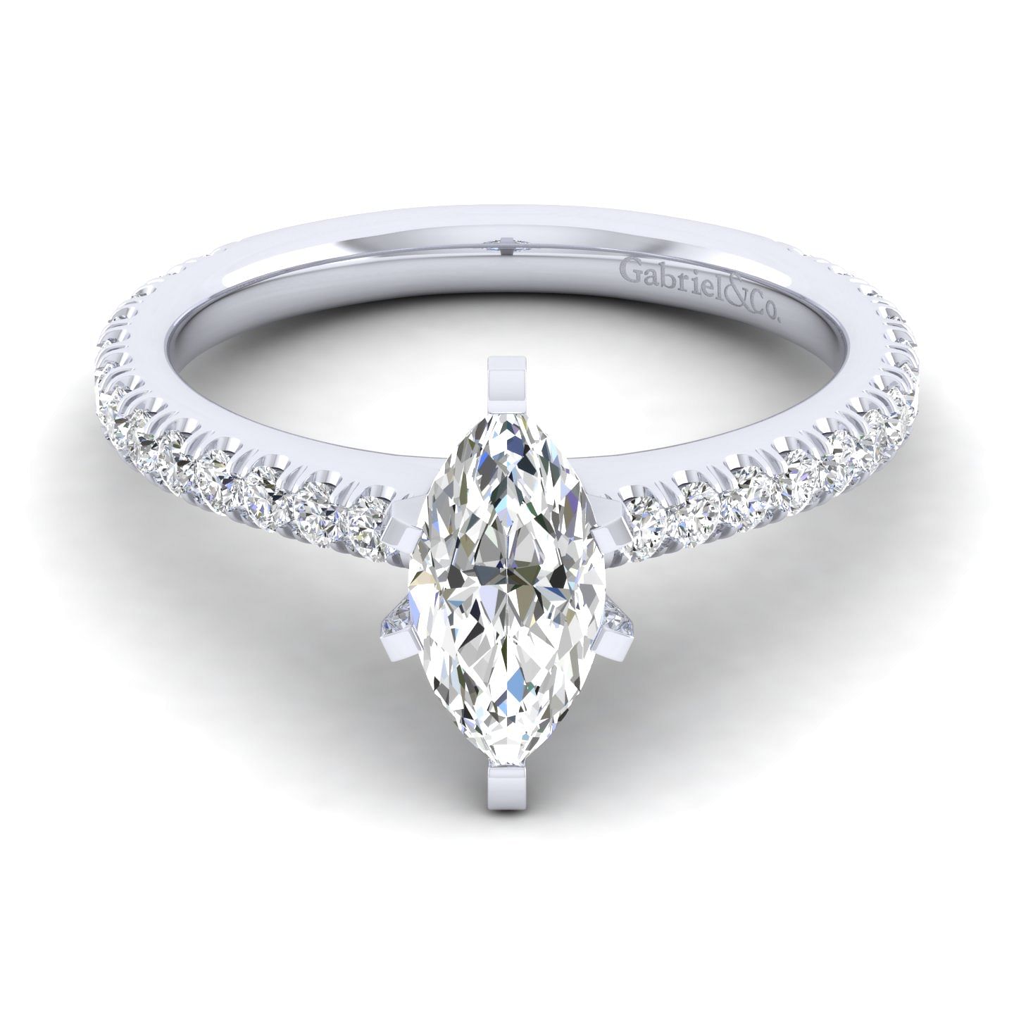 14K White Gold Marquise Shape Diamond Engagement Ring