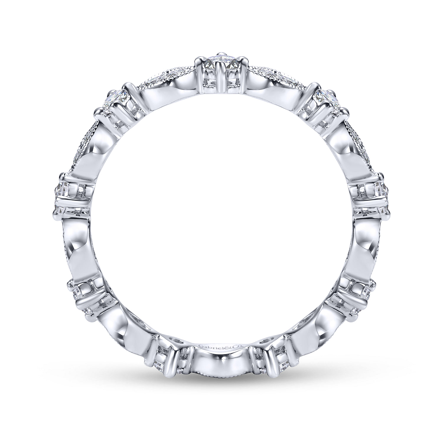 14K White Gold Marquise and Round Station Diamond Eternity Band