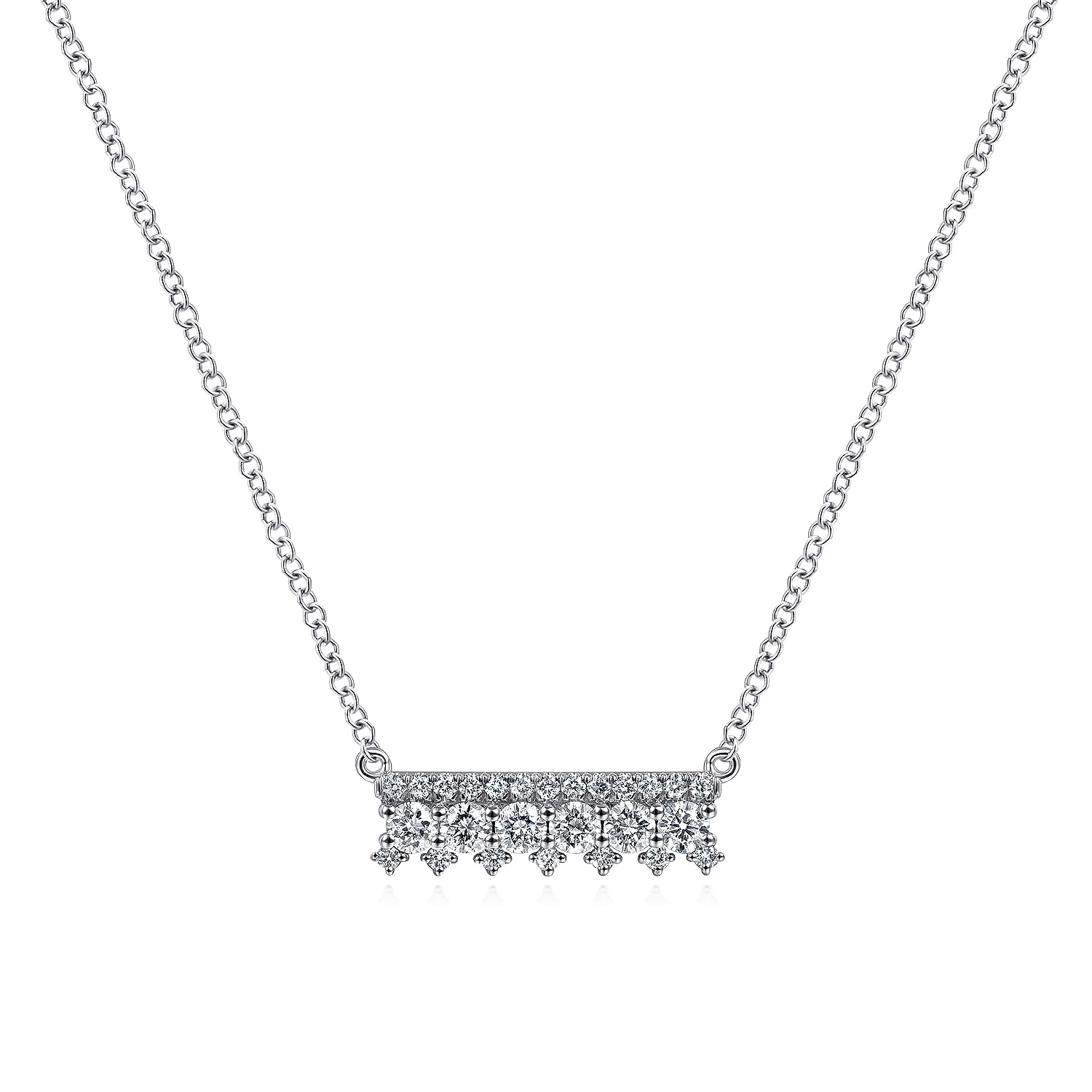 14K White Gold Mini Diamond Bar Necklace