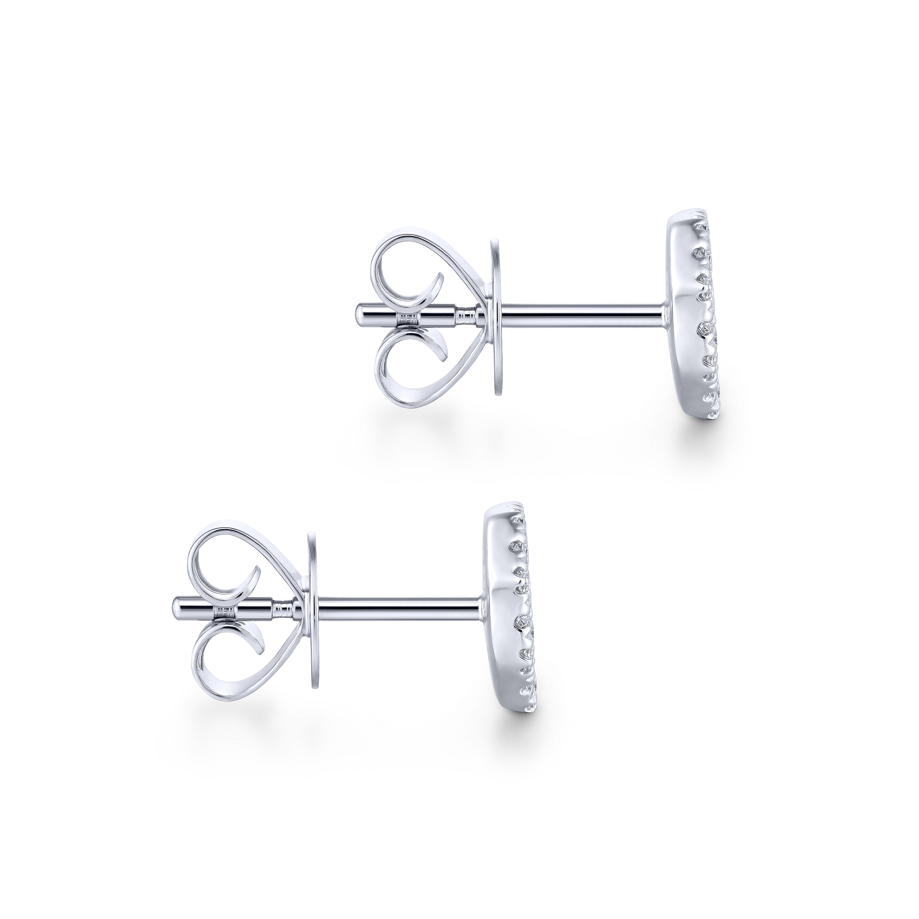 14K White Gold Octagonal Cluster Diamond Stud Earrings