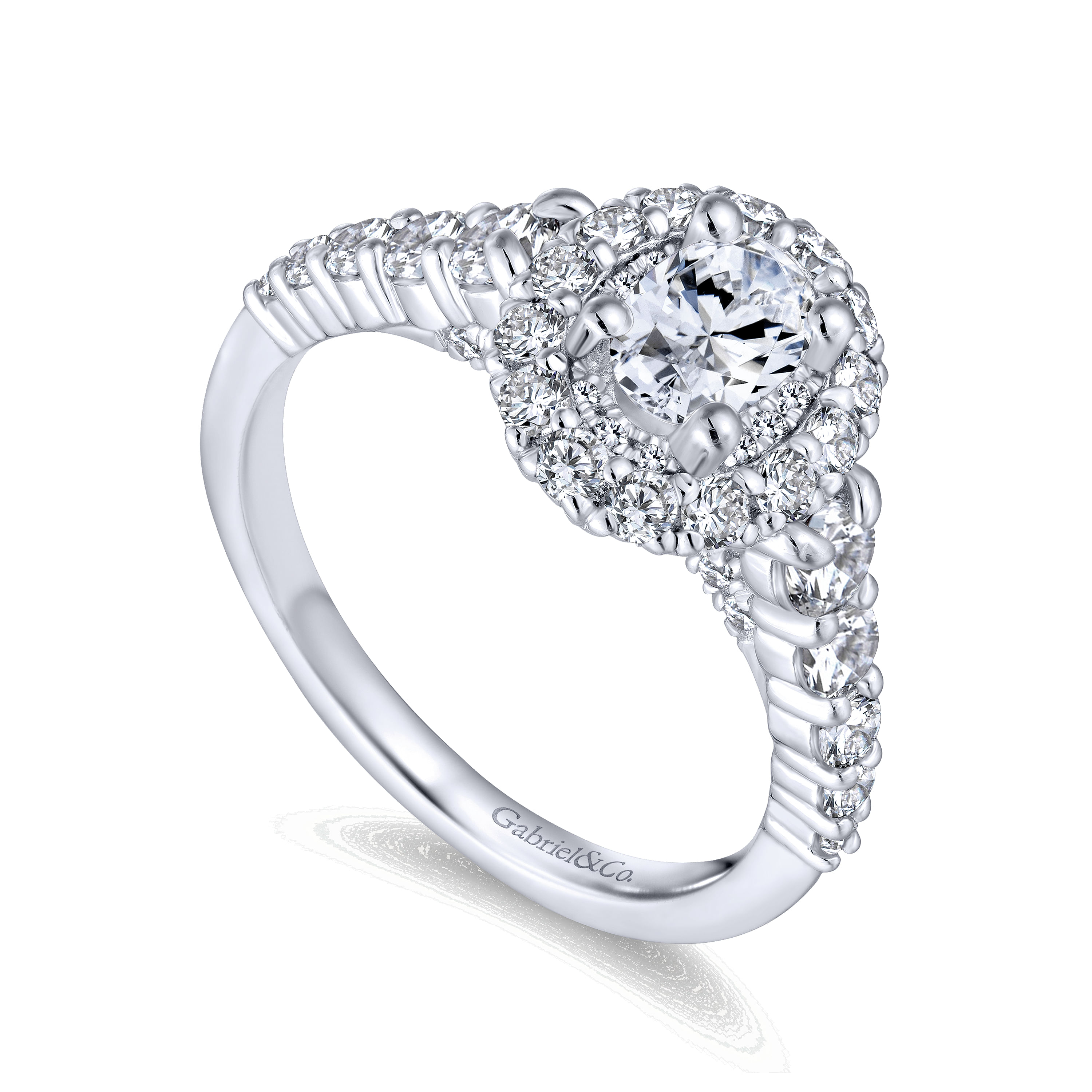 14K White Gold Oval Complete Diamond Engagement Ring