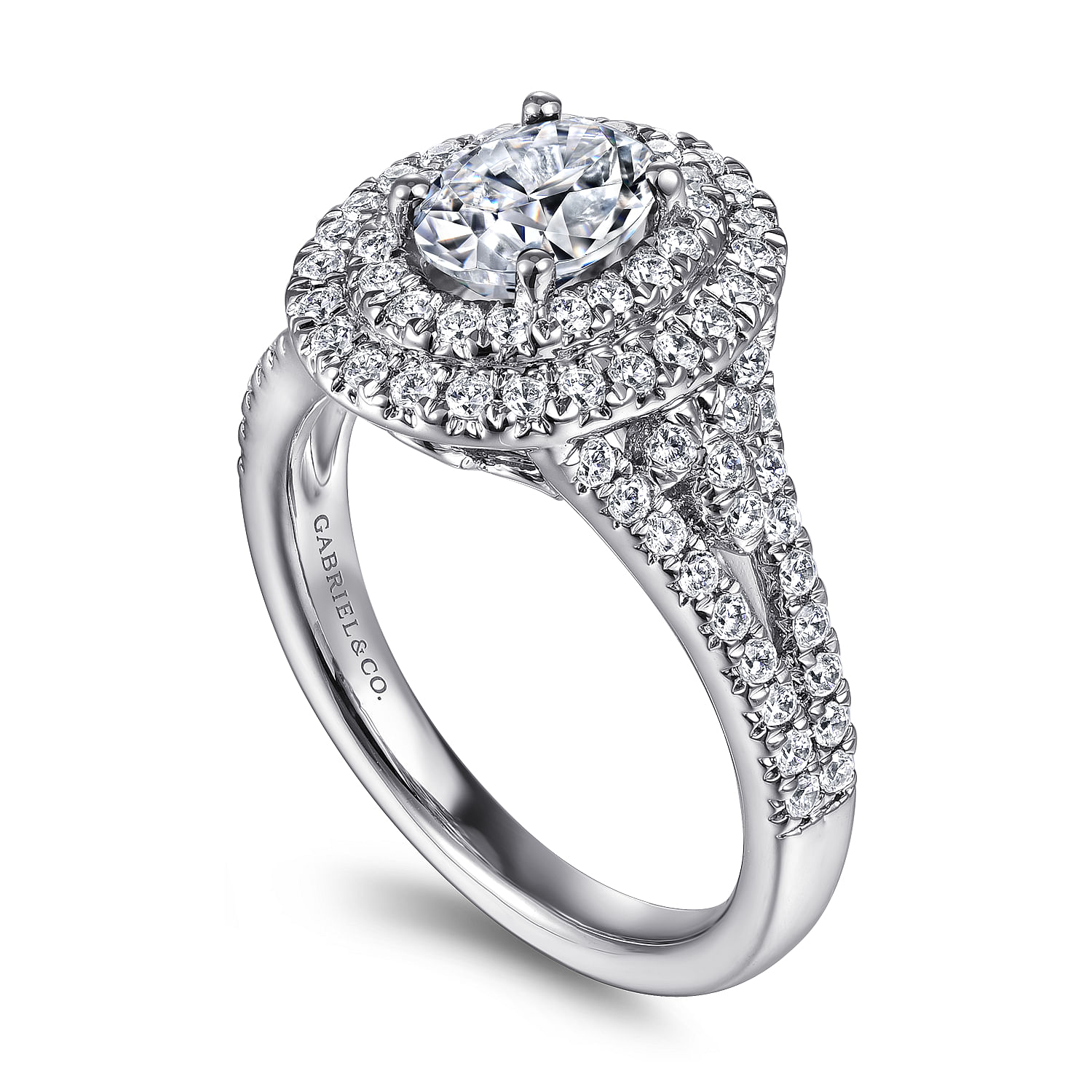14K White Gold Oval Diamond Engagement Ring