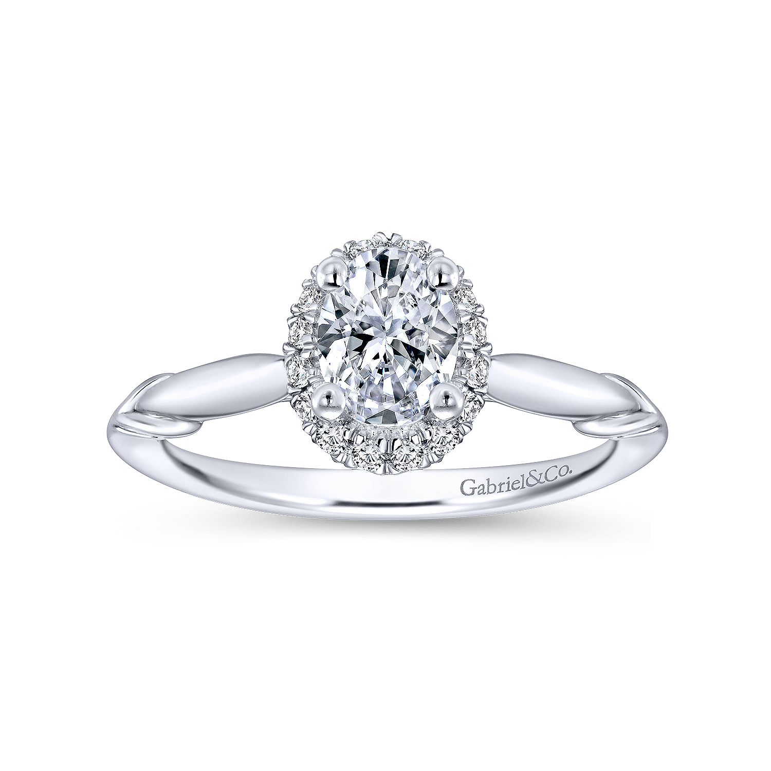 14K White Gold Oval Halo Diamond Engagement Ring