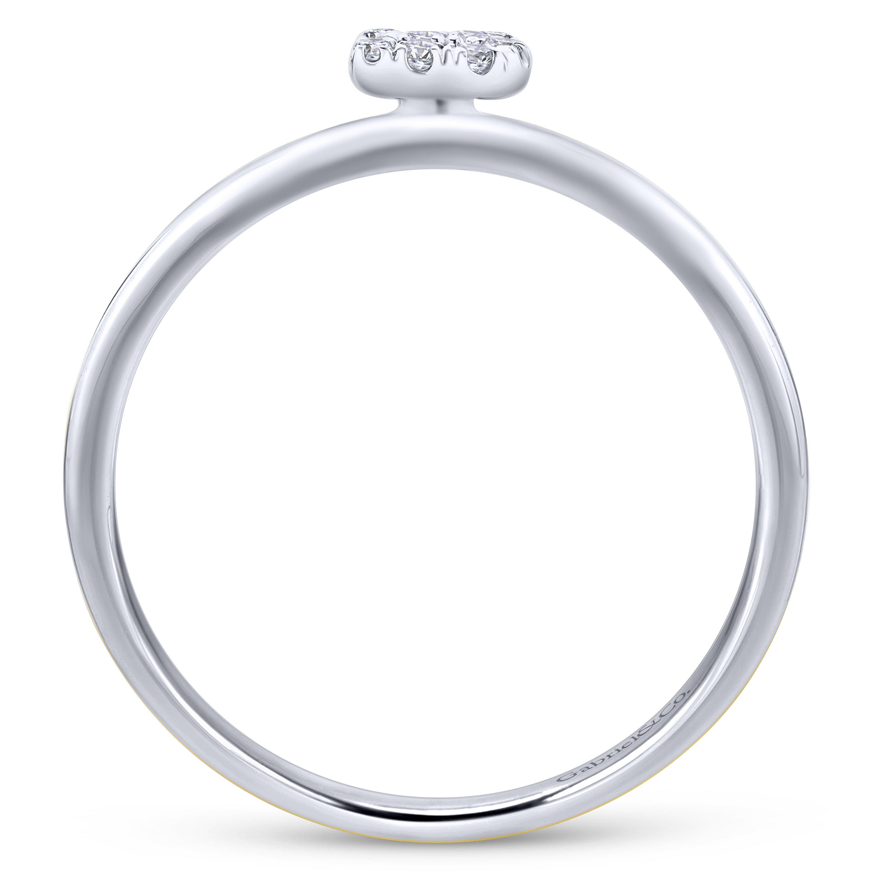 14K White Gold Pavé Diamond Uppercase B Initial Ring