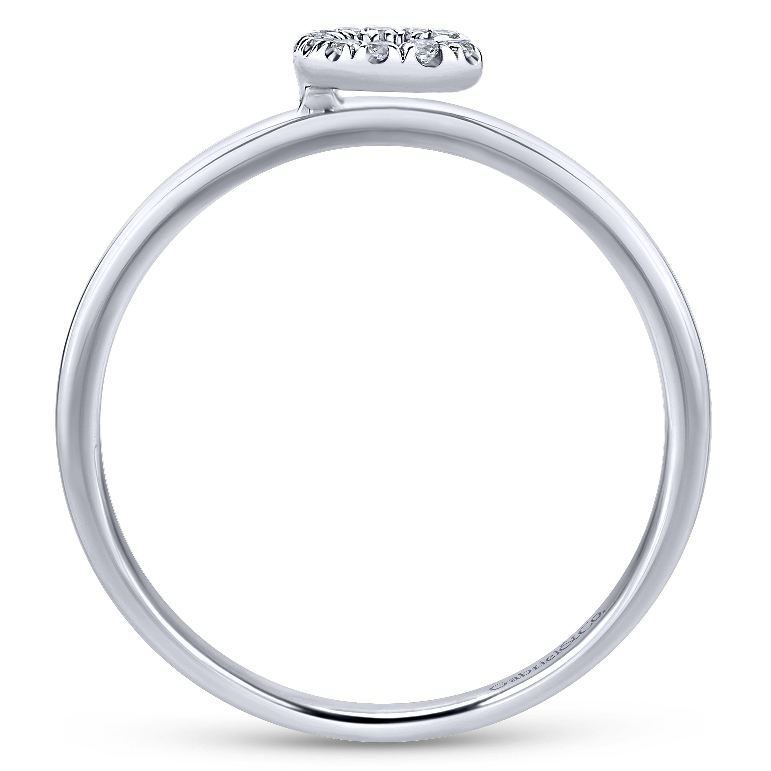 14K White Gold Pavé Diamond Uppercase C Initial Ring