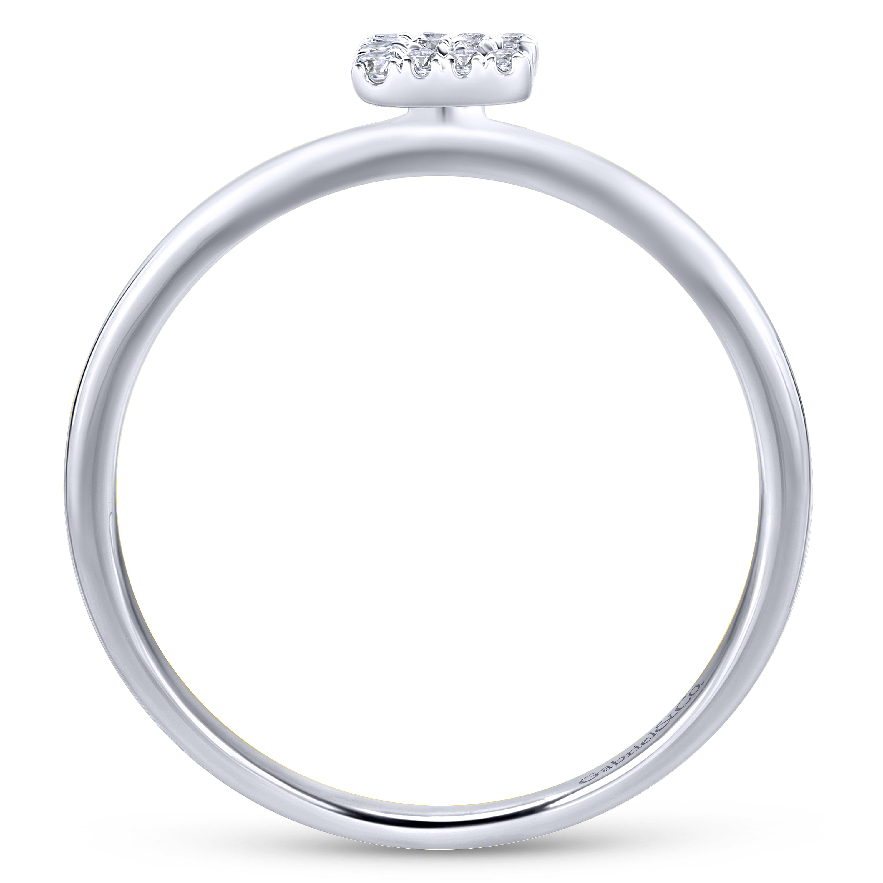 14K White Gold Pavé Diamond Uppercase E Initial Ring
