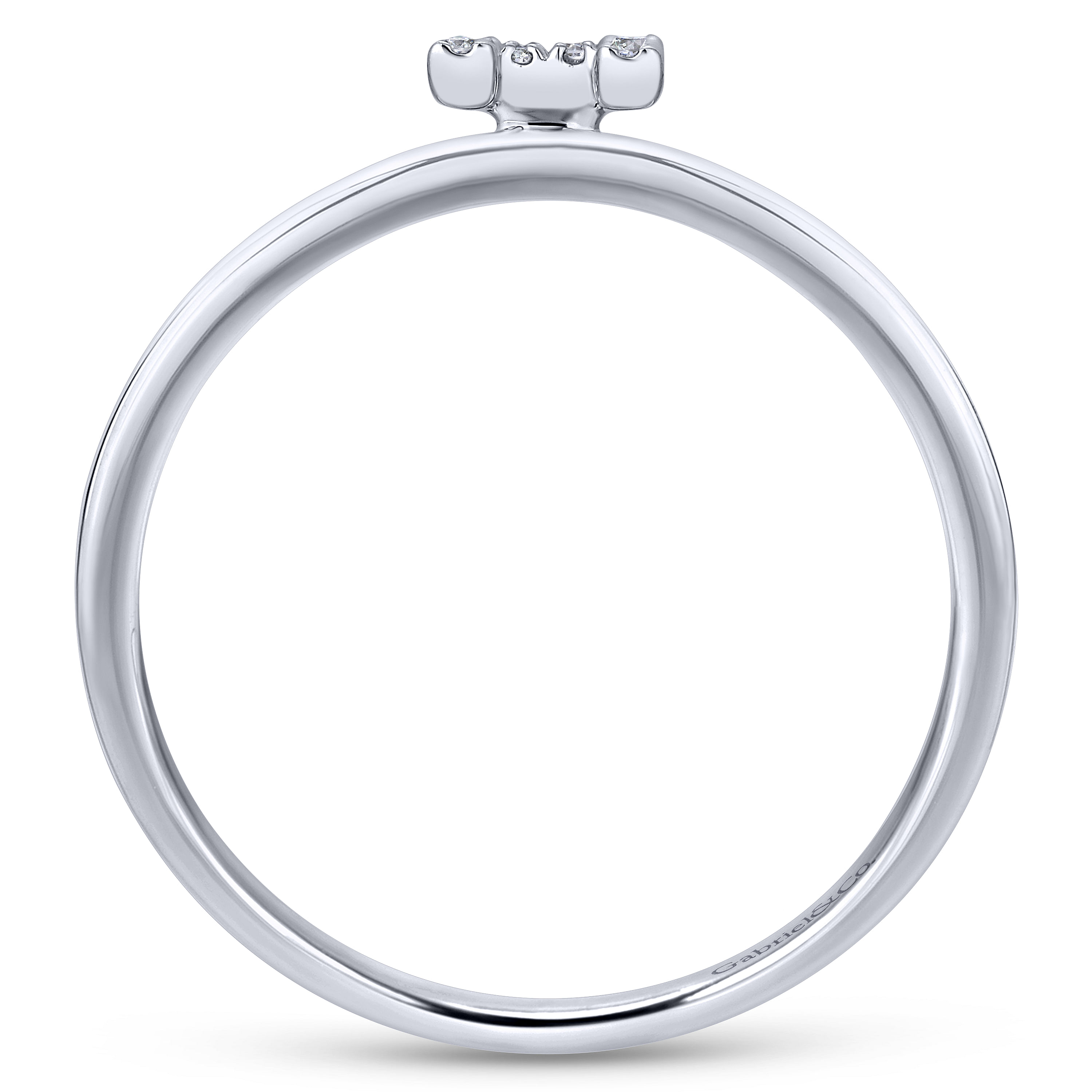 14K White Gold Pavé Diamond Uppercase H Initial Ring