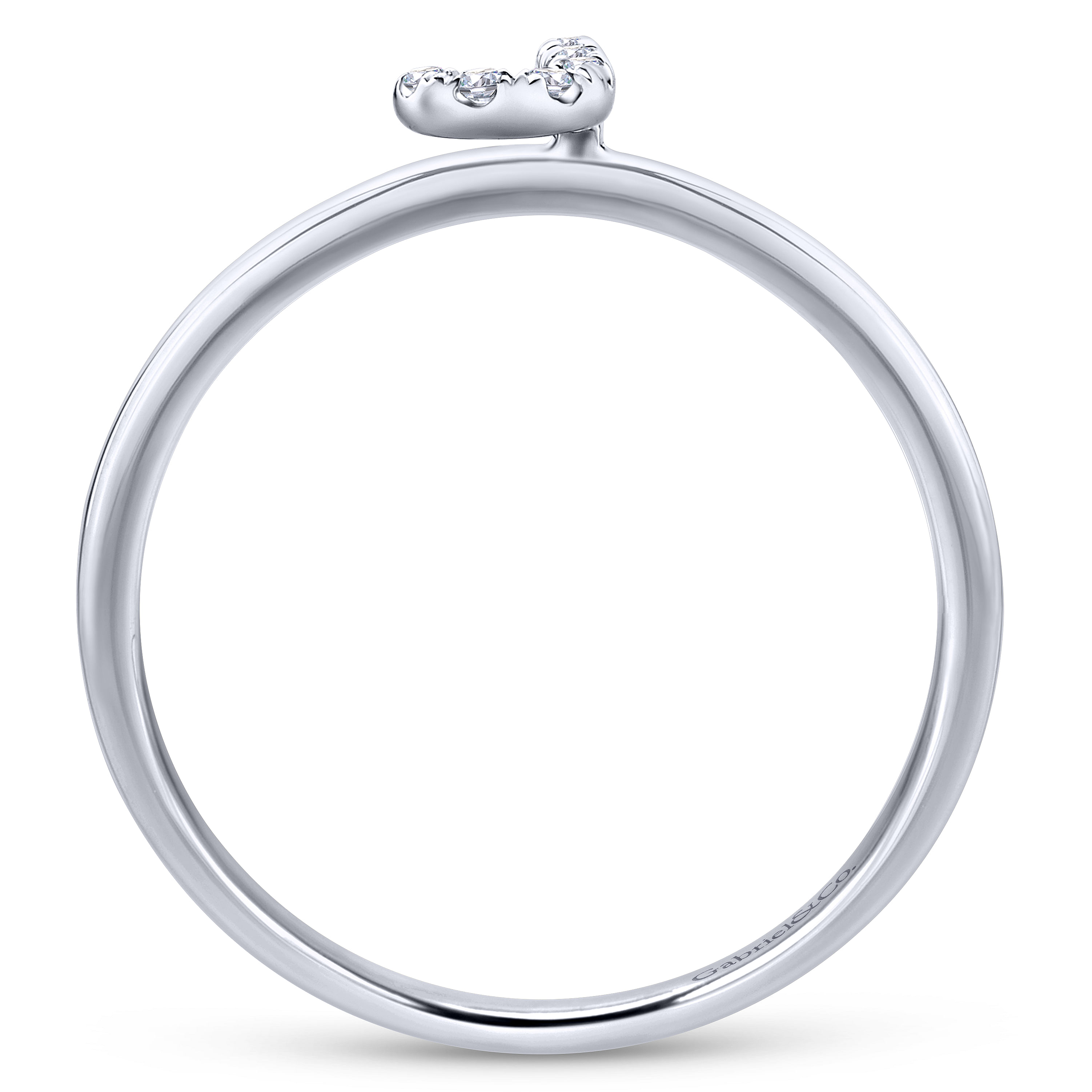 14K White Gold Pavé Diamond Uppercase J Initial Ring
