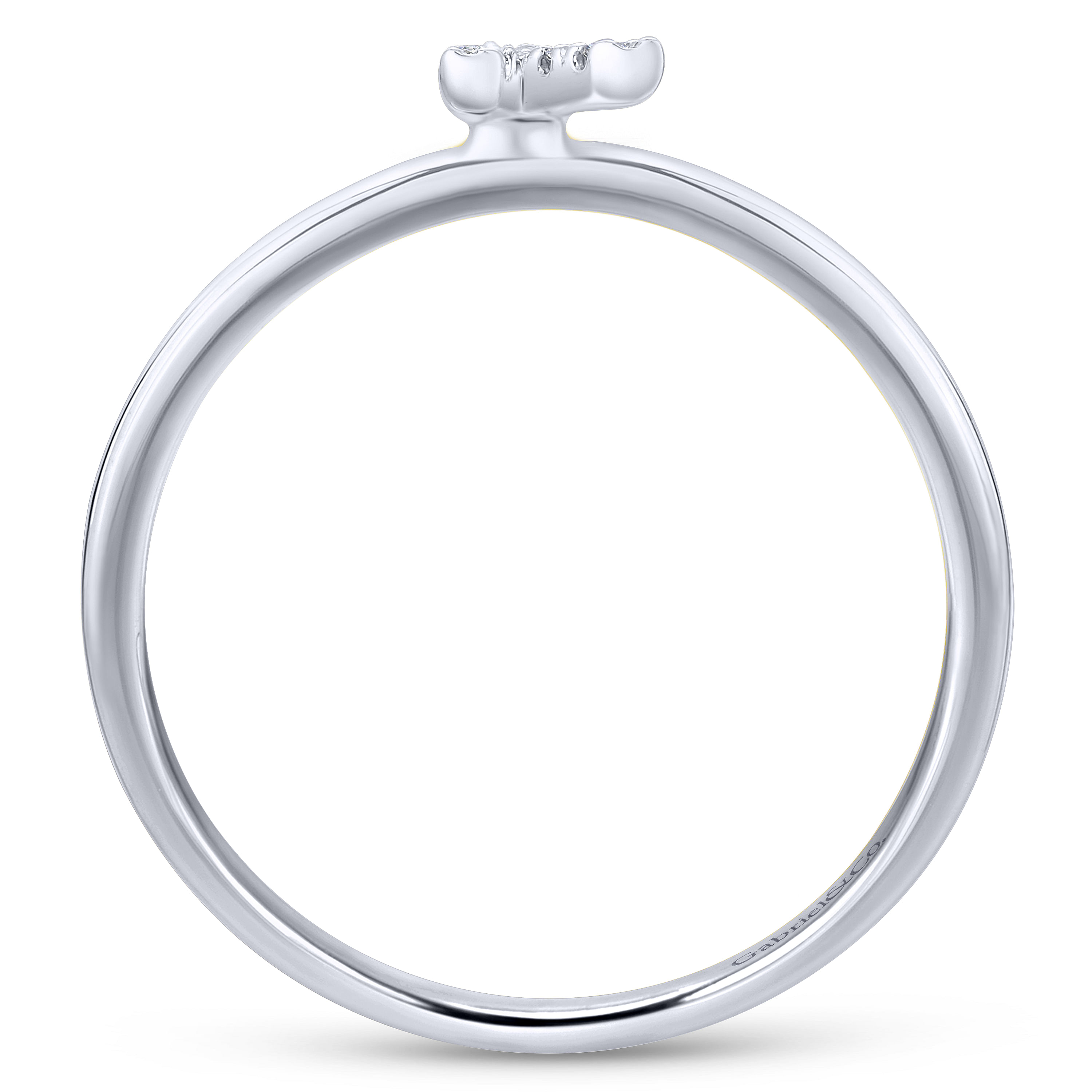 14K White Gold Pavé Diamond Uppercase K Initial Ring