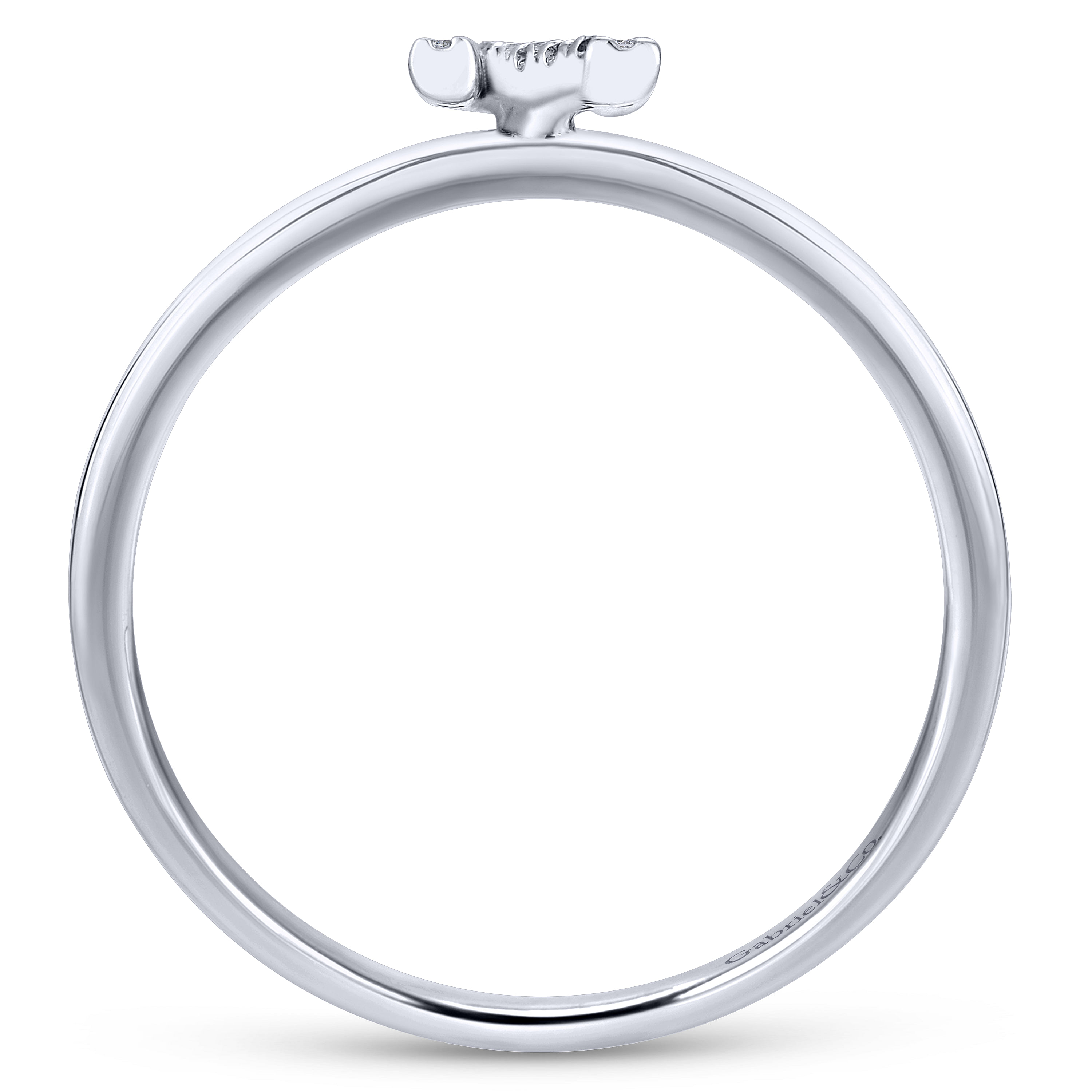 14K White Gold Pavé Diamond Uppercase N Initial Ring