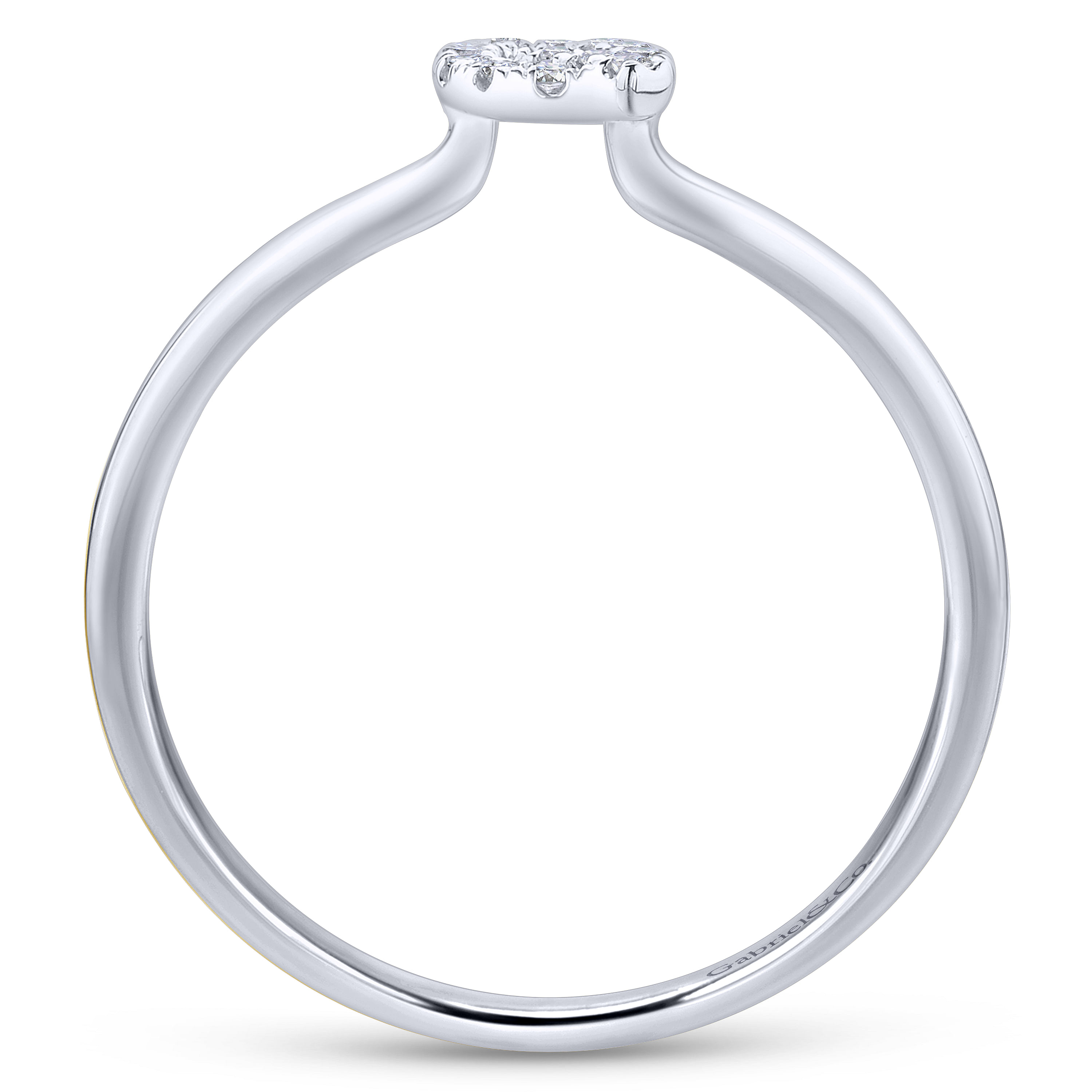 14K White Gold Pavé Diamond Uppercase Q Initial Ring