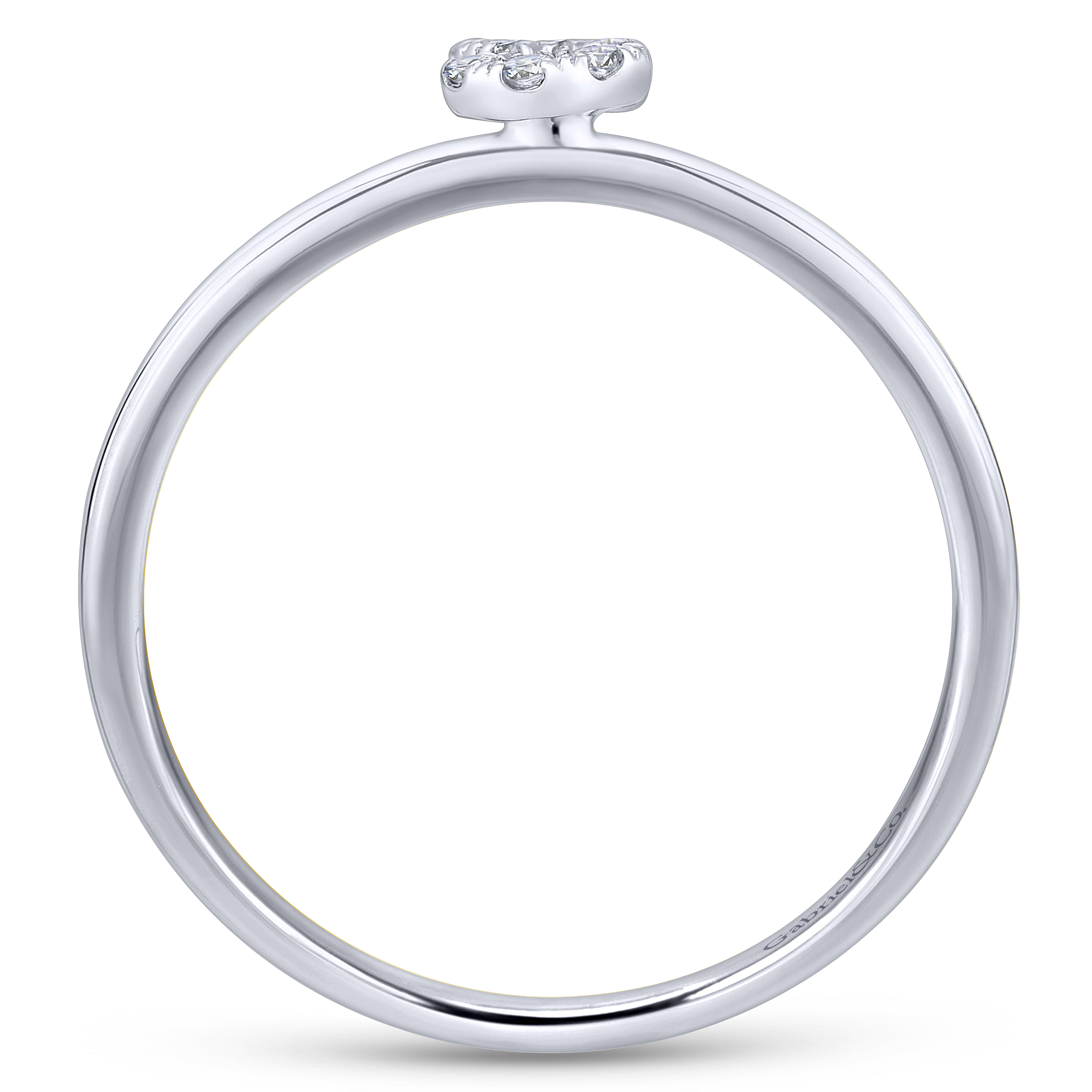 14K White Gold Pavé Diamond Uppercase S Initial Ring