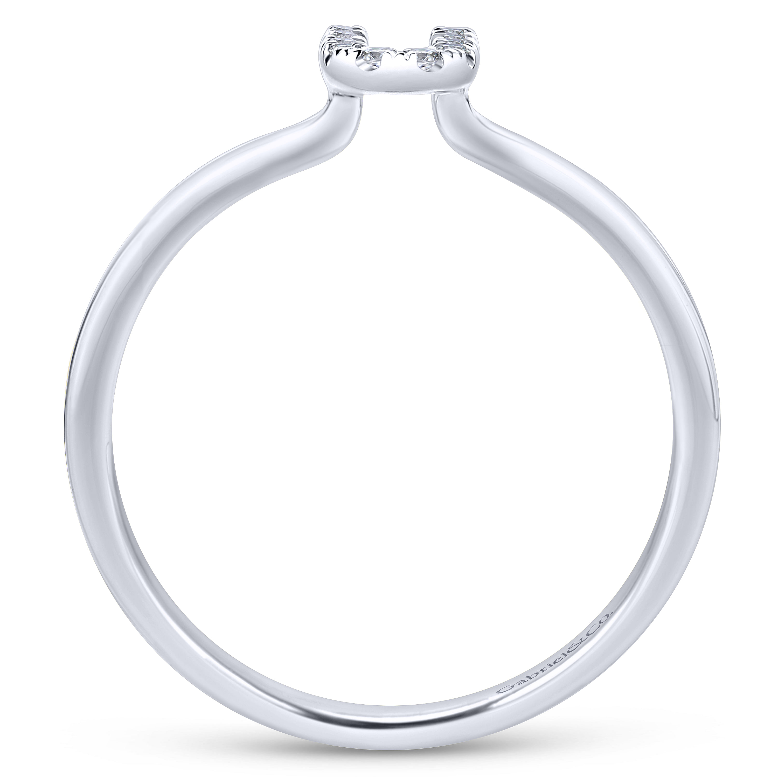 14K White Gold Pavé Diamond Uppercase U Initial Ring