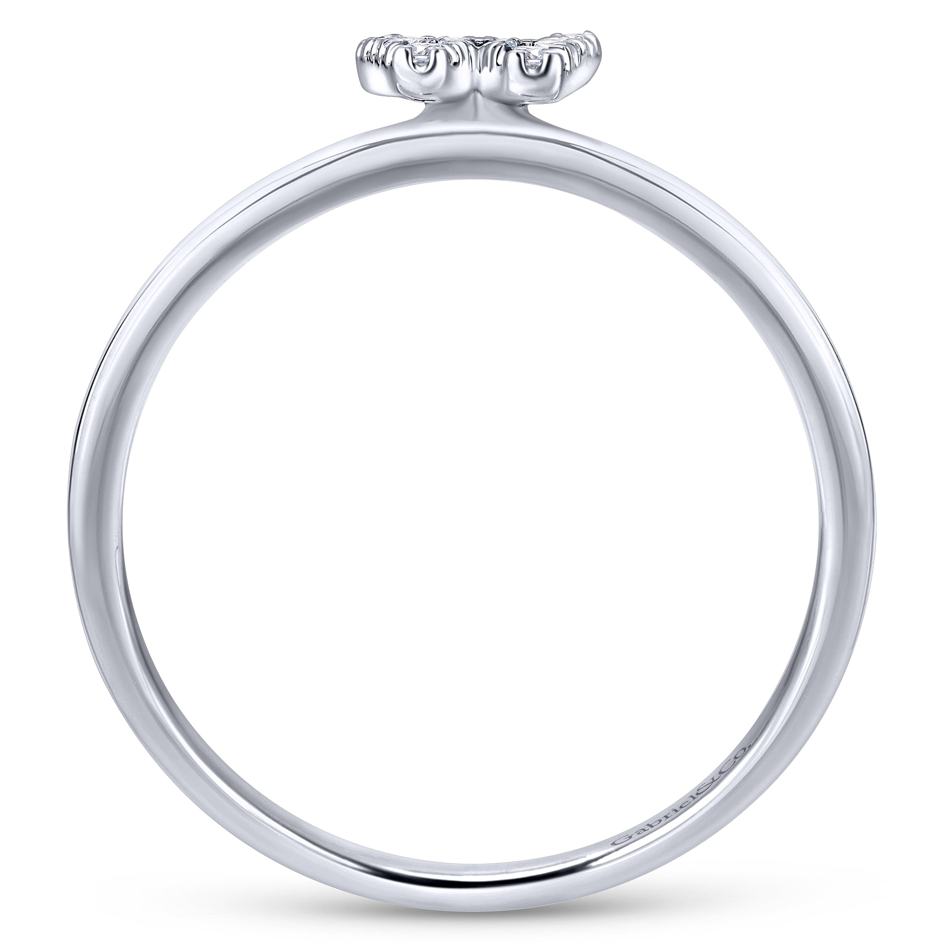 14K White Gold Pavé Diamond Uppercase W Initial Ring