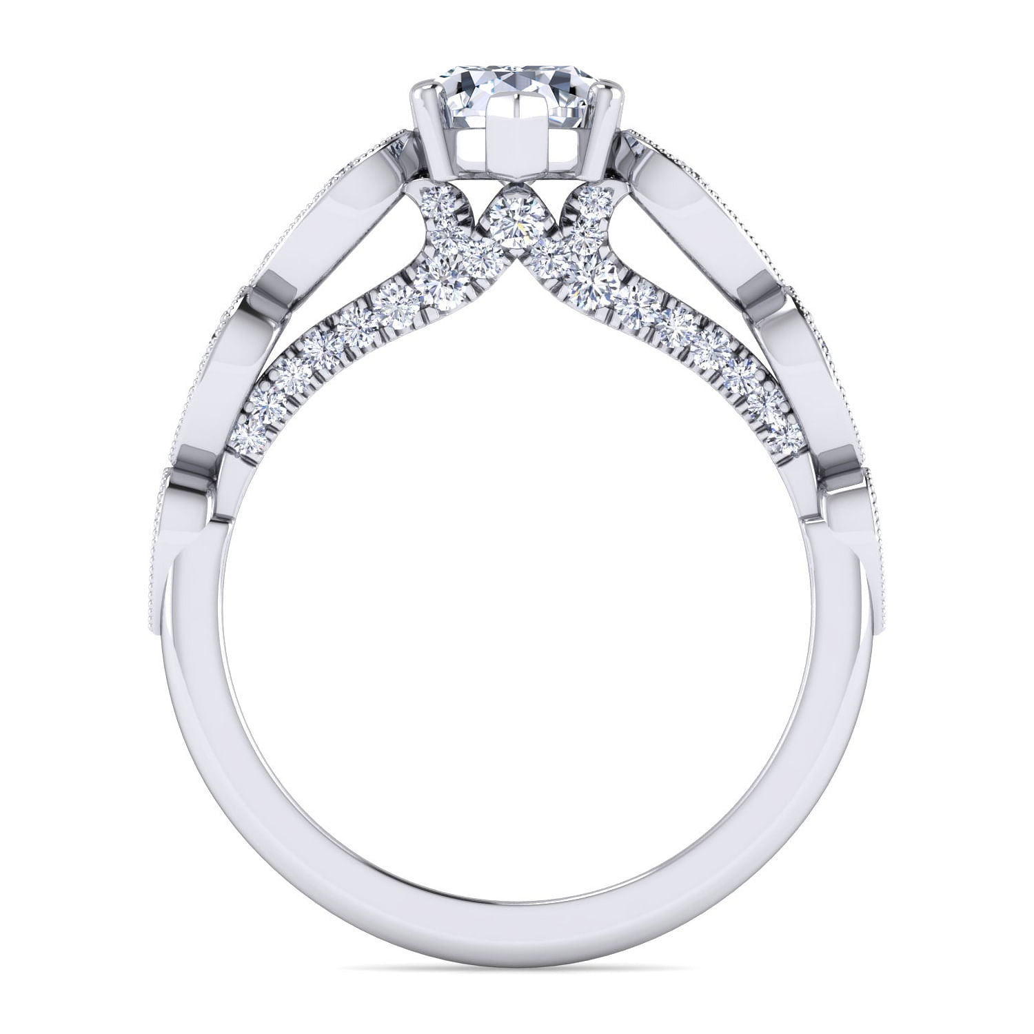 14K White Gold Pear Shape Diamond Engagement Ring