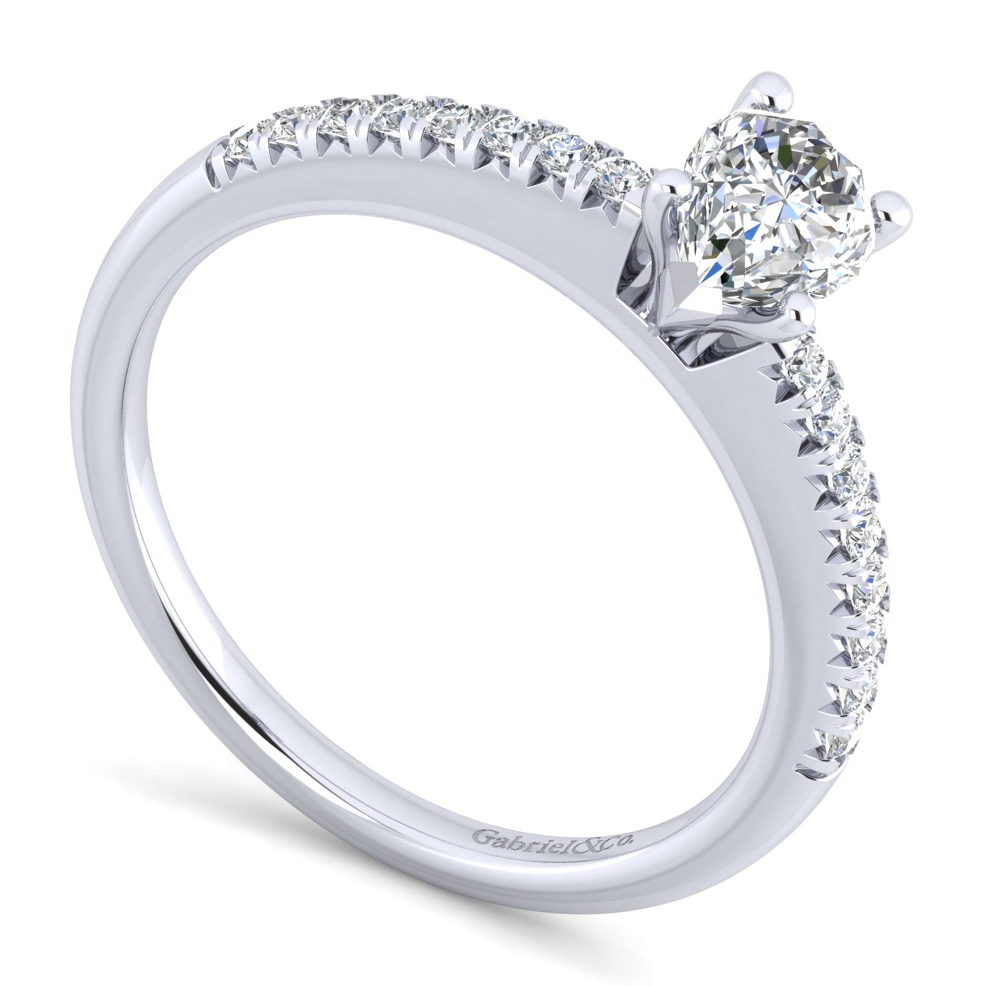 14K White Gold Pear Shape Diamond Engagement Ring