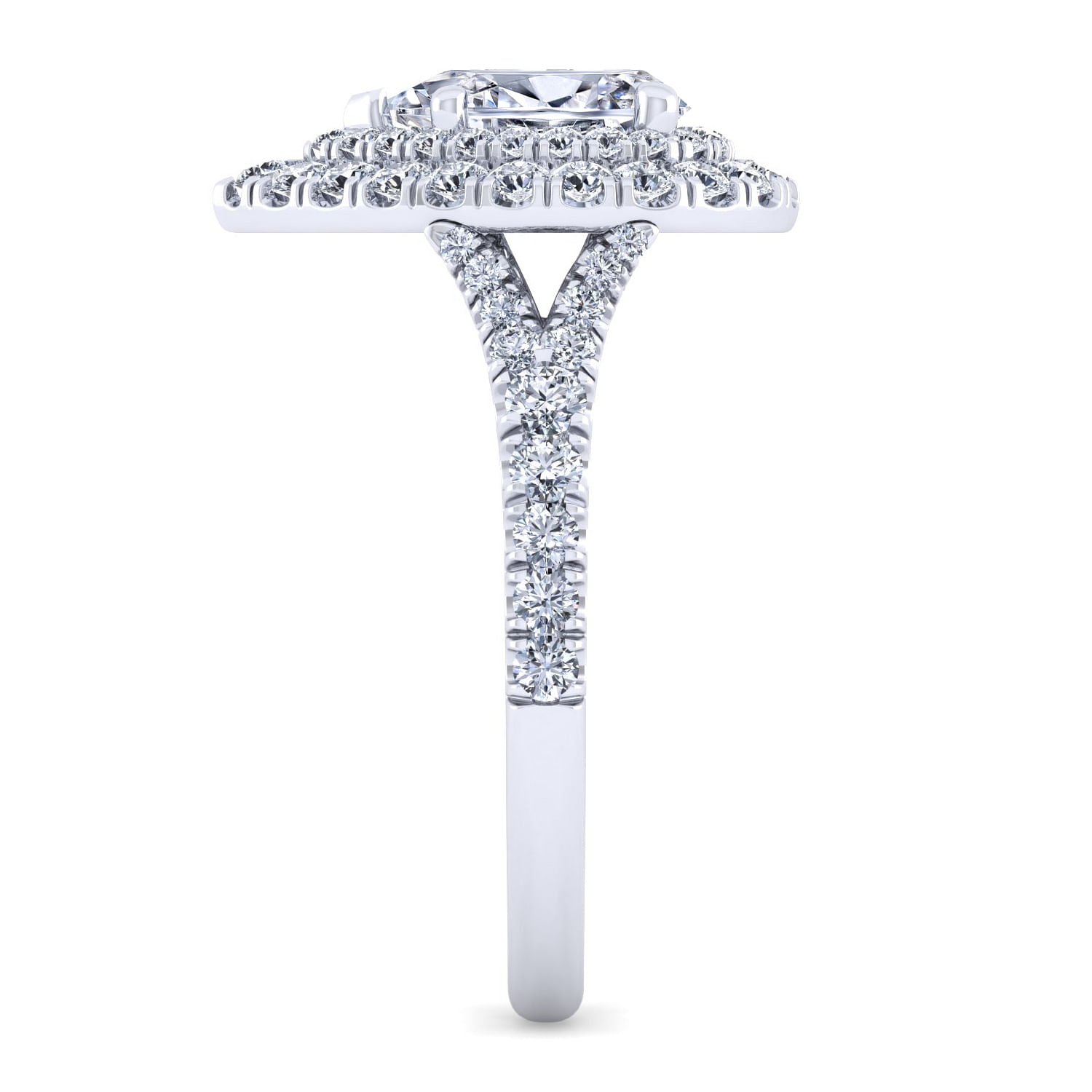 14K White Gold Pear Shape Double Halo Diamond Engagement Ring