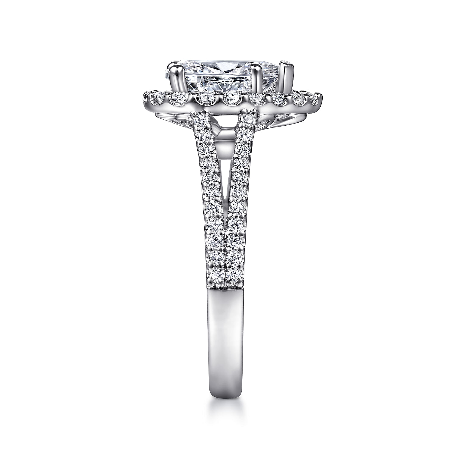 14K White Gold Pear Shape Halo Diamond Engagement Ring