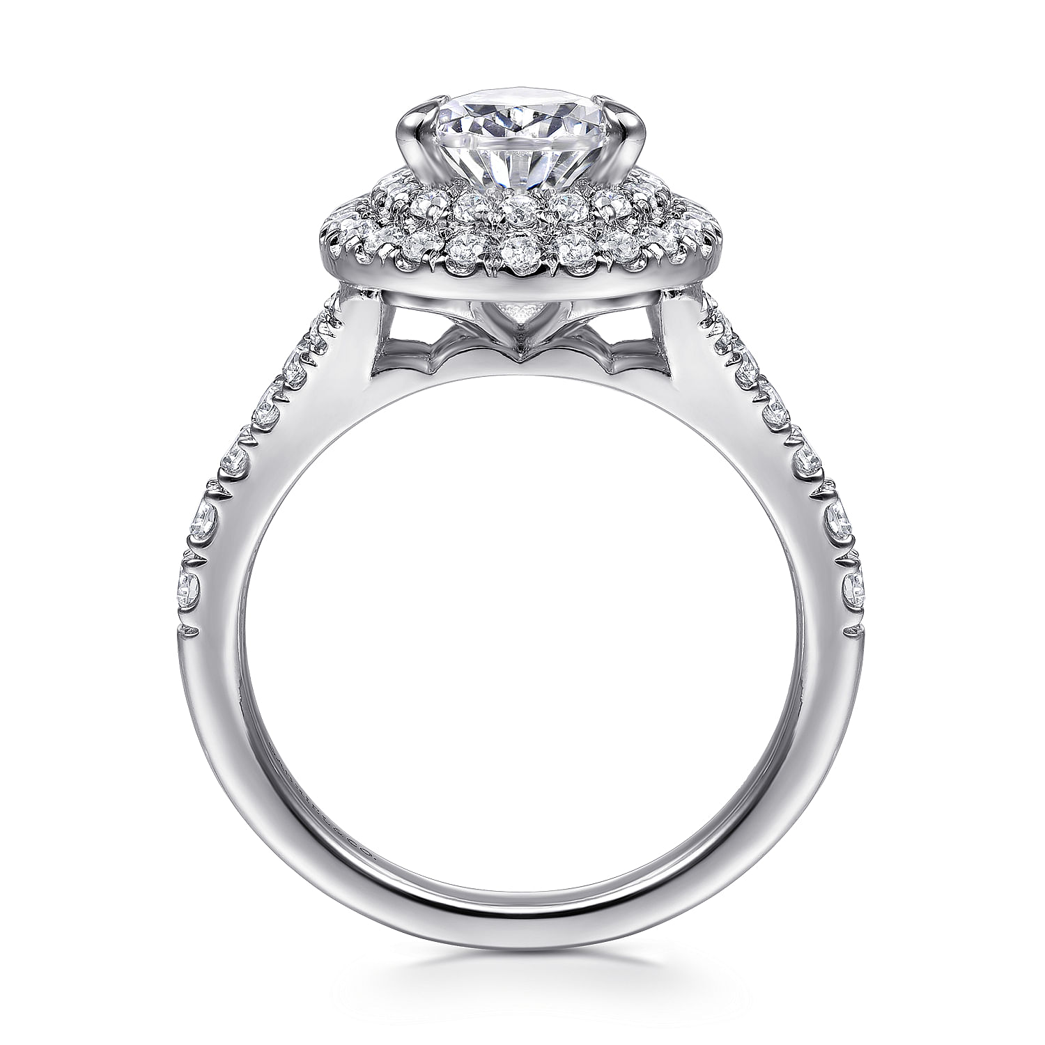 14K White Gold Pear Shaped Double Halo Diamond Engagement Ring
