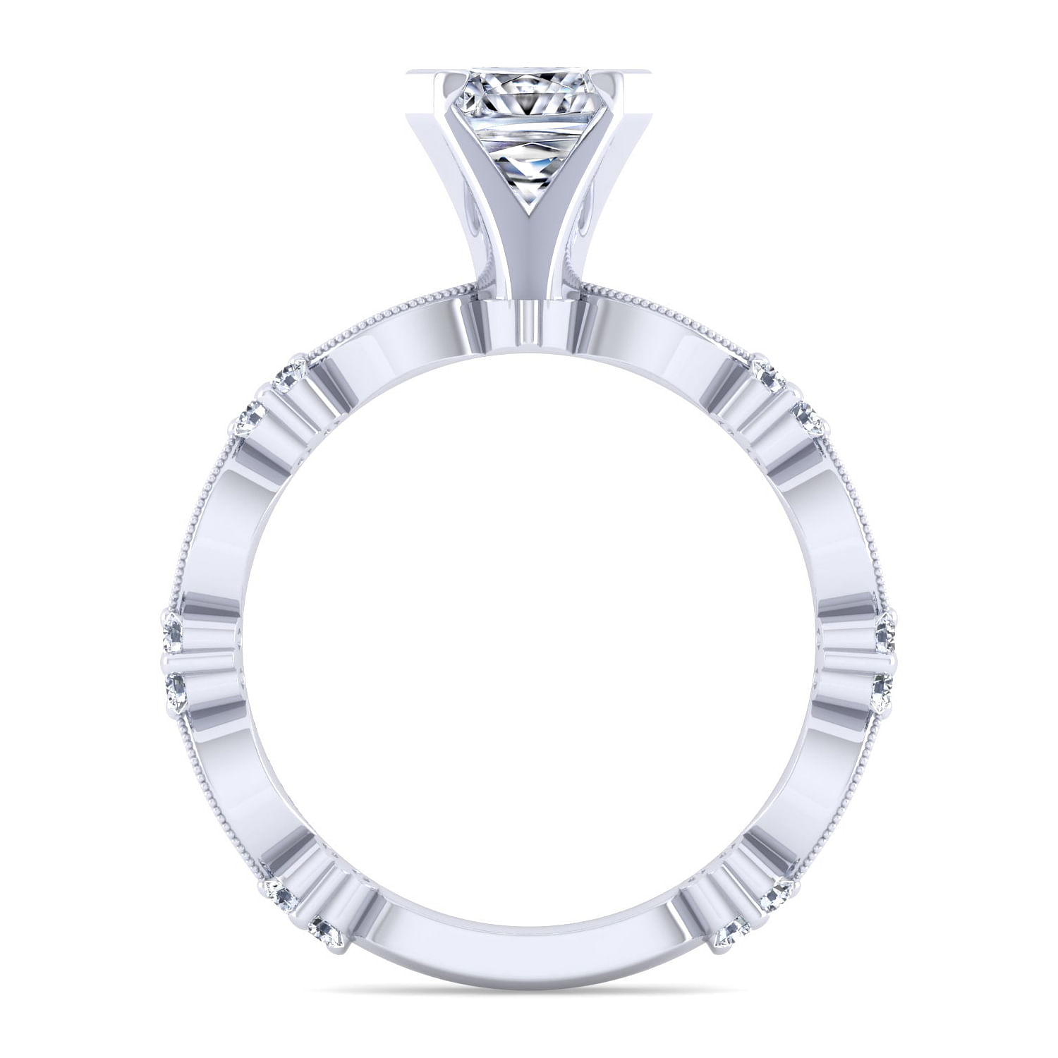 14K White Gold Princess Cut Diamond Engagement Ring