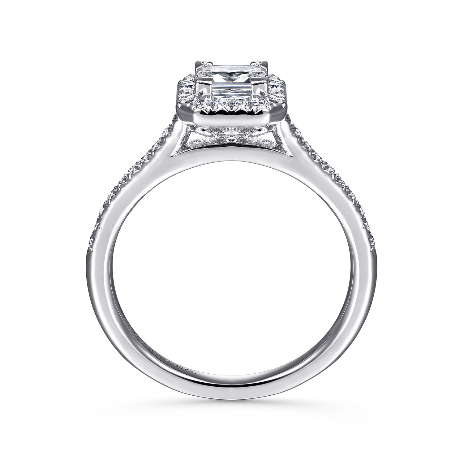 14K White Gold Princess Halo Diamond Engagement Ring