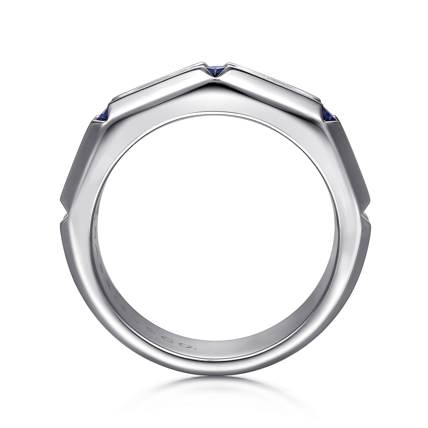 14K White Gold Ring with Square Sapphire Stations