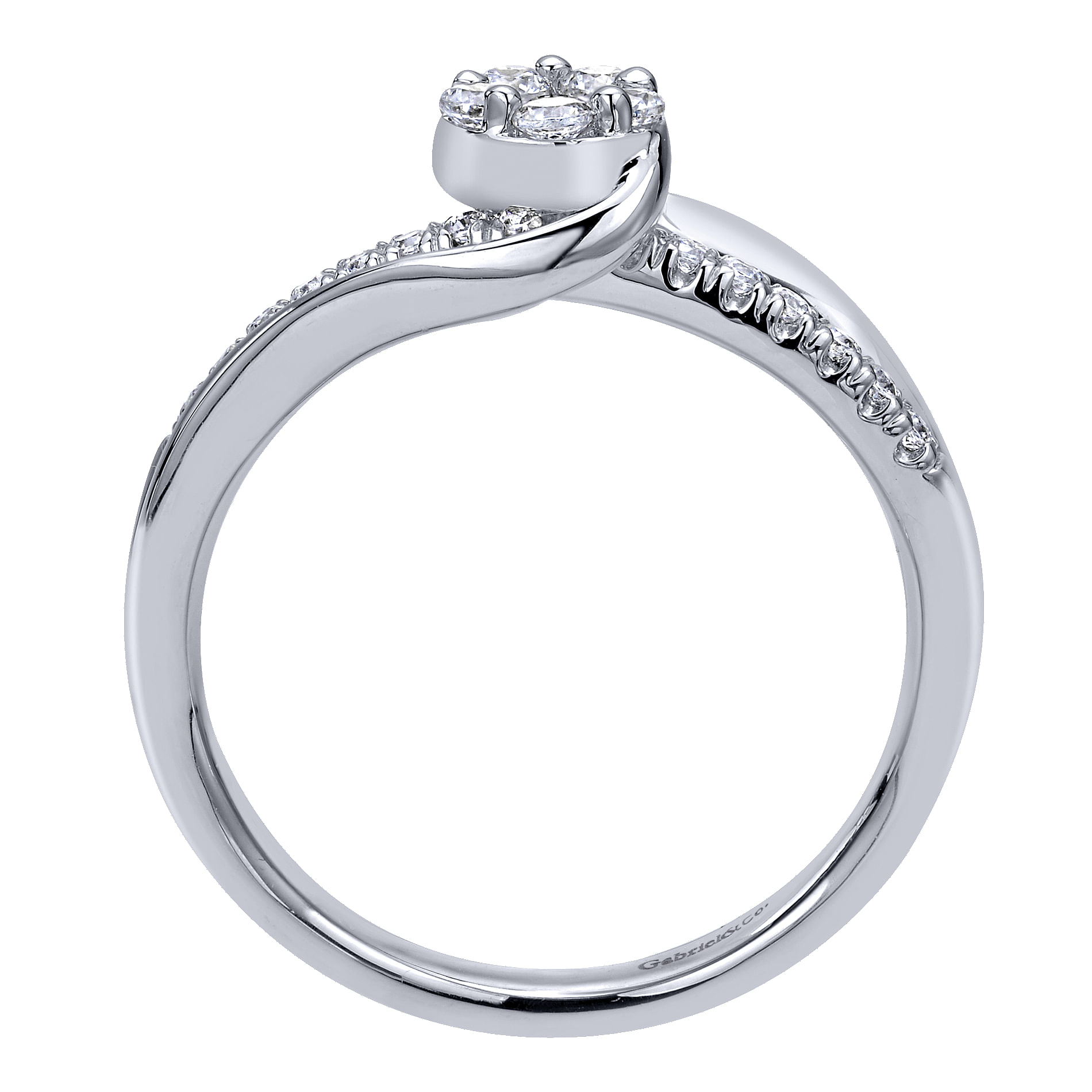 14K White Gold Round Cluster Diamond Engagement Ring