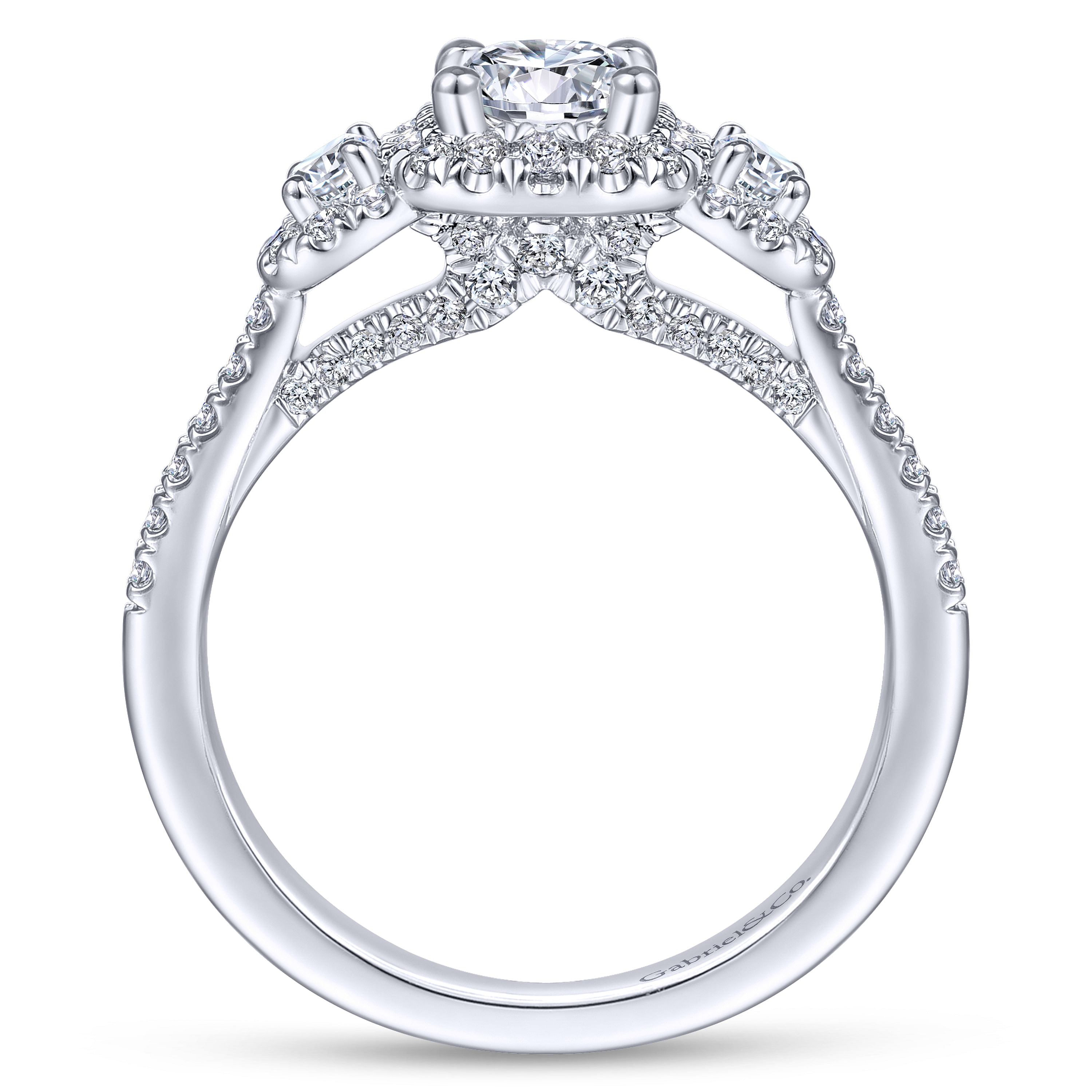 14K White Gold Round Complete Diamond Engagement Ring
