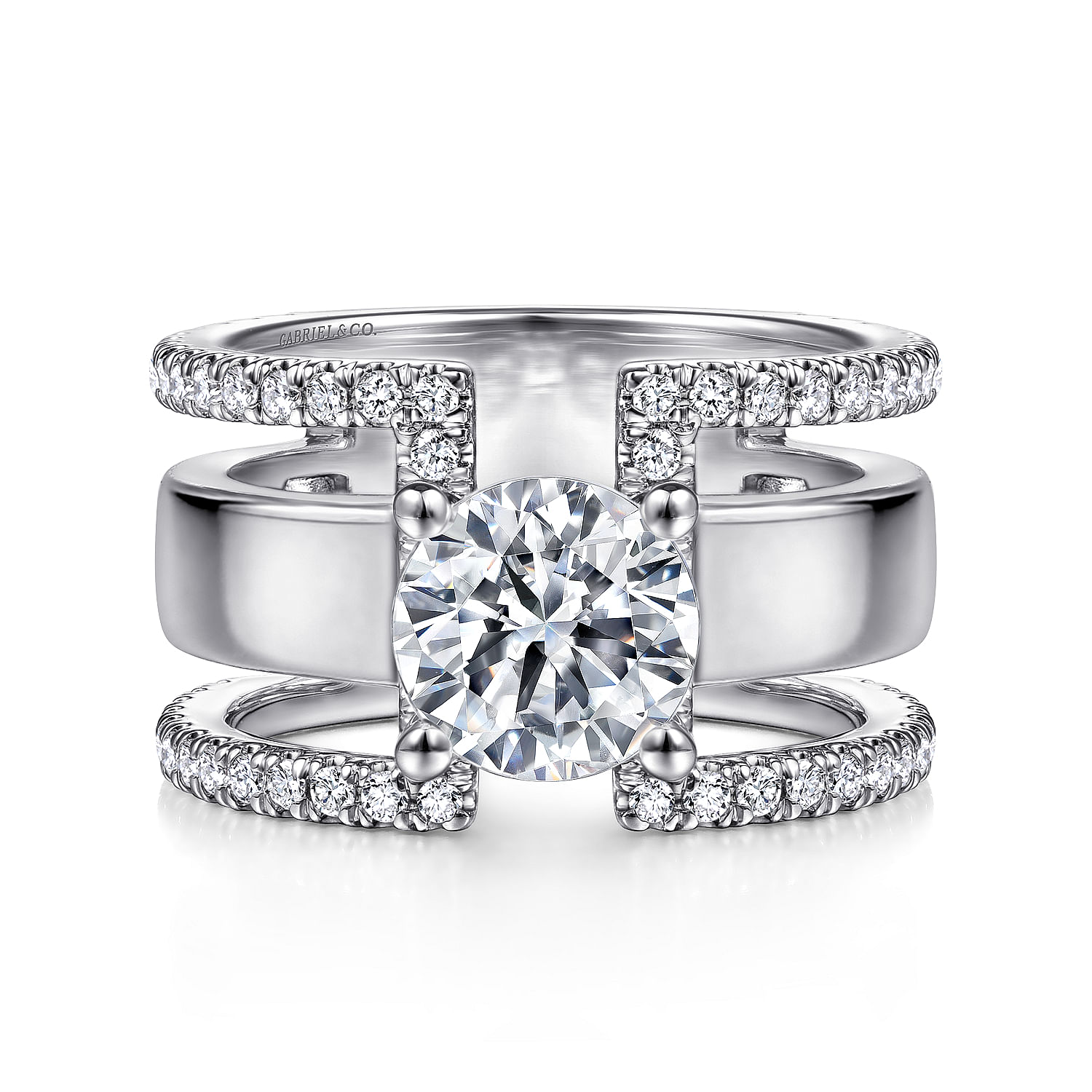 14K White Gold Round Diamond Engagement Ring 