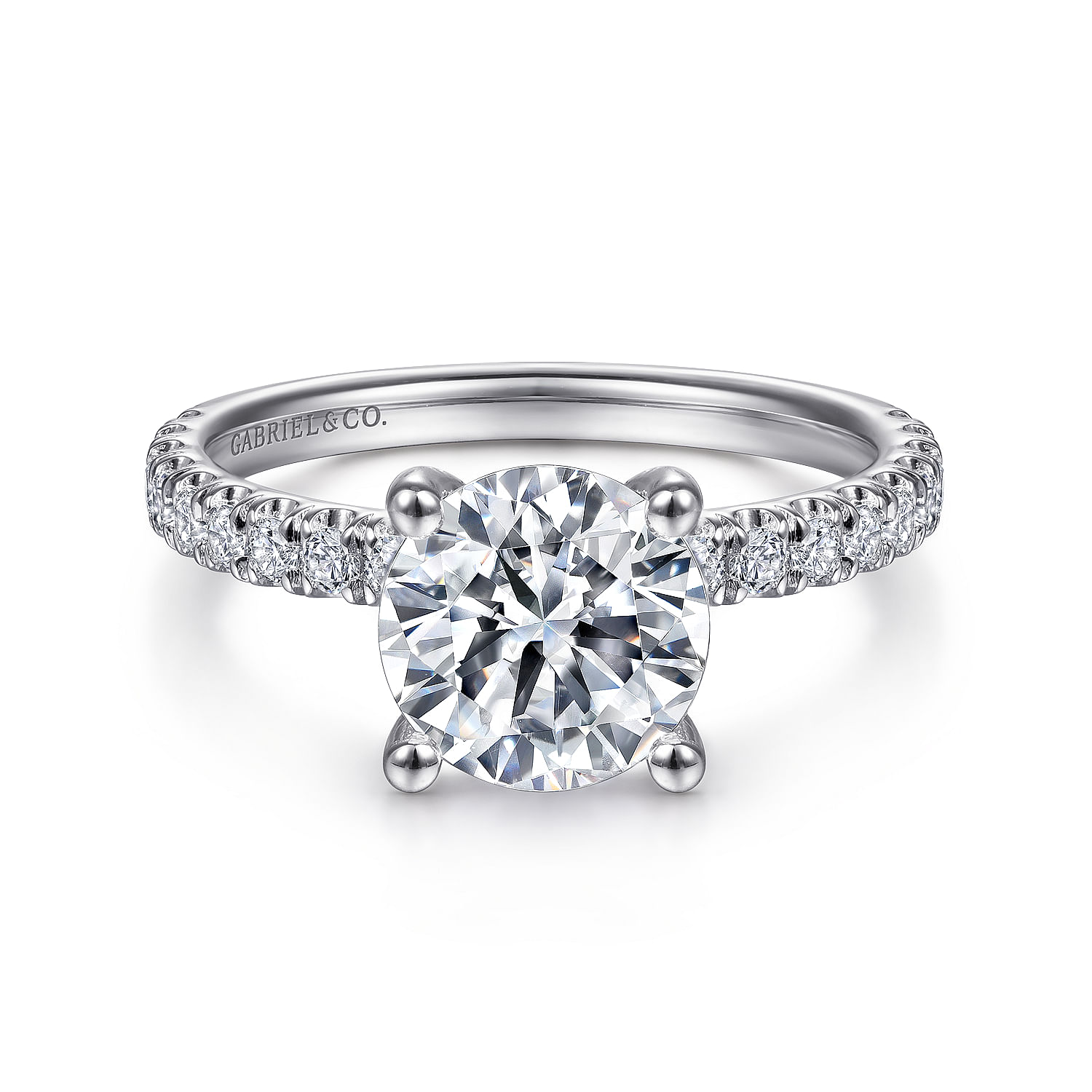 14K White Gold Round Diamond Engagement Ring