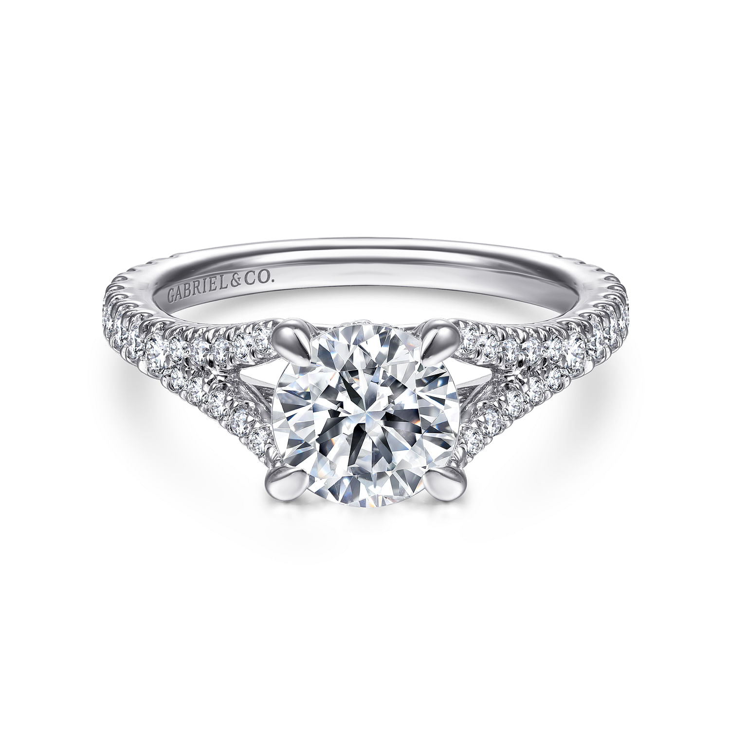14K White Gold Round Diamond Engagement Ring