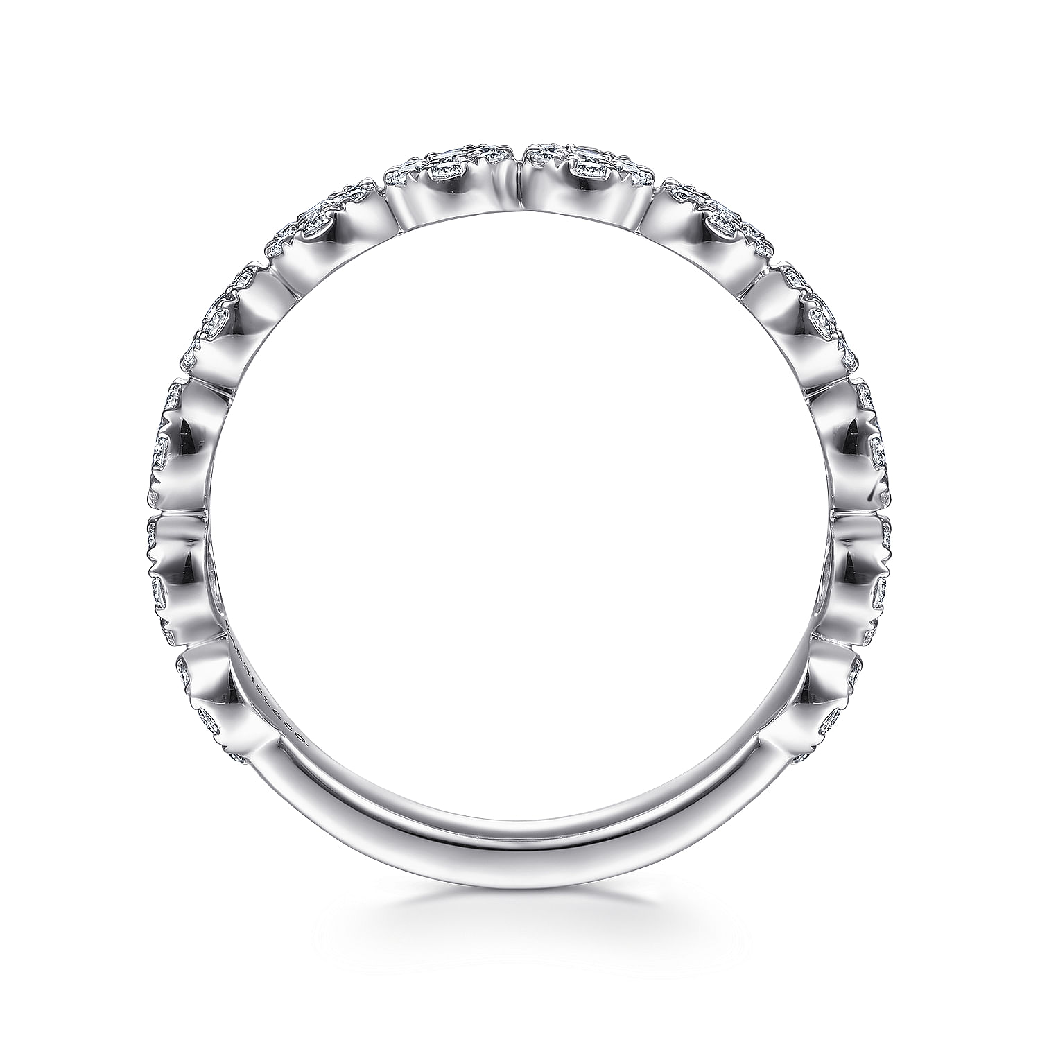 14K White Gold Round Diamond Pavé Cluster Ring